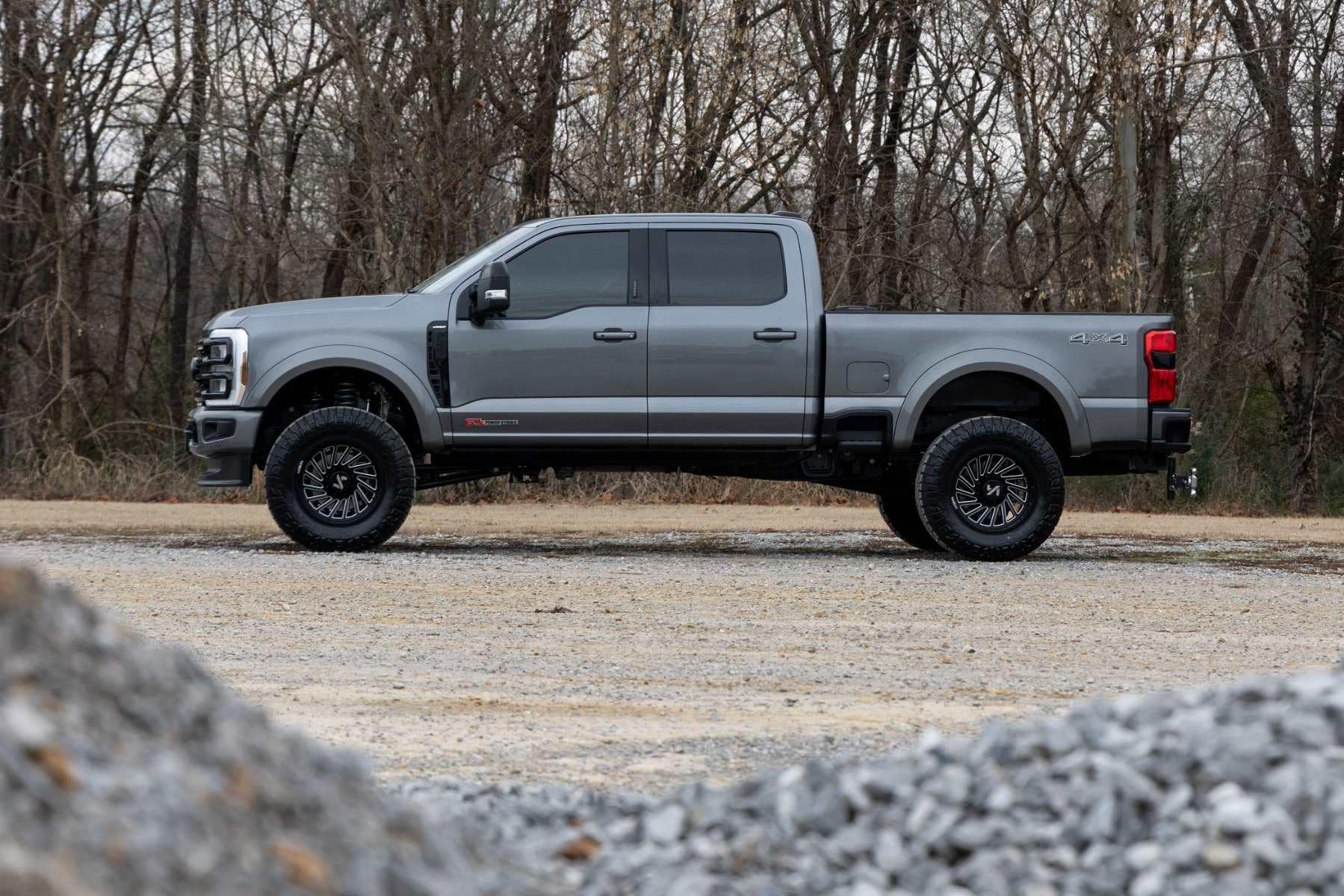 Rough Country Fender Flares Sport for Ford F-250/F-350 Super Duty (2023-2025) - Durable ABS Flares, 1" Coverage, No-Drill Install, UV-Protected Flat Black Finish, Set of 4