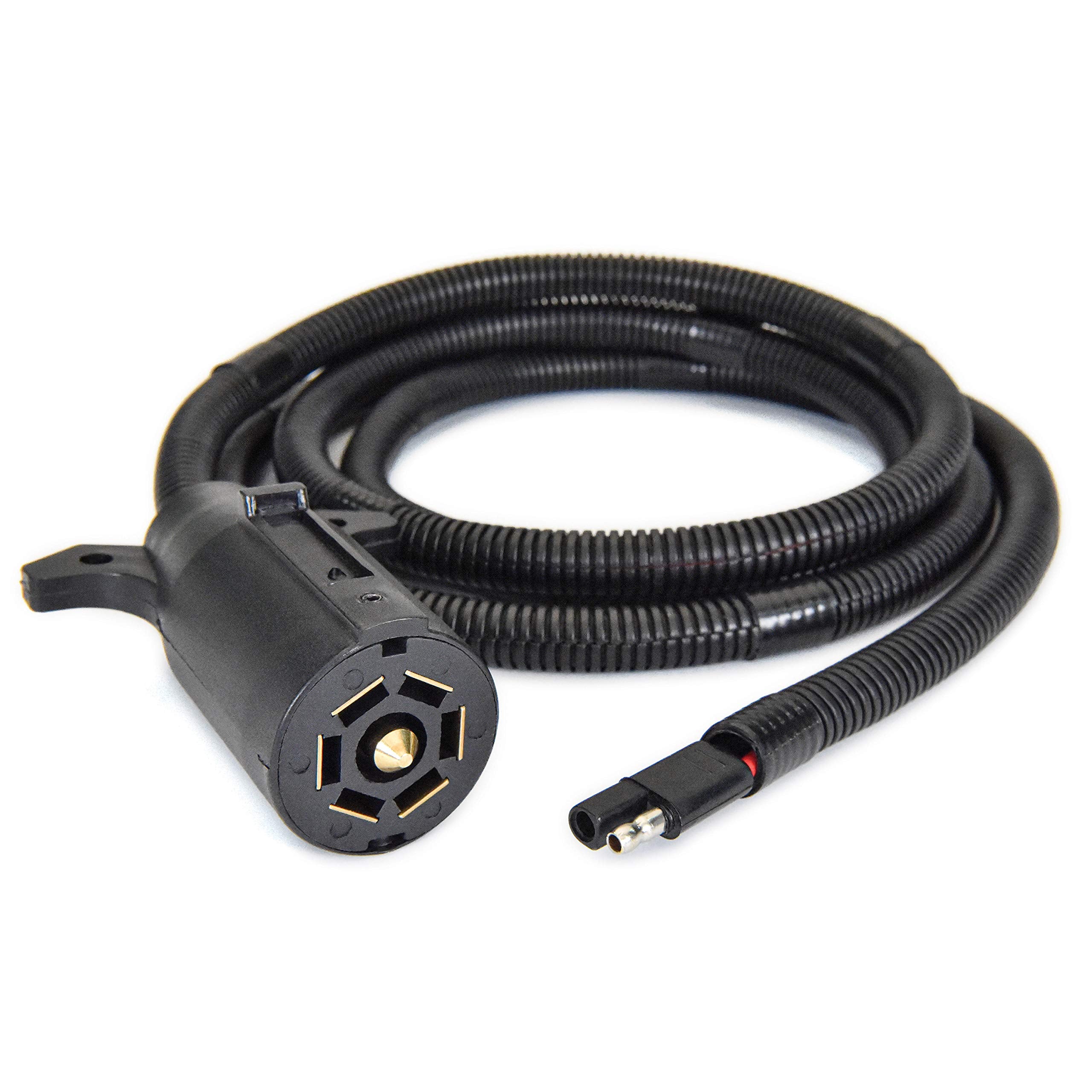 Power Swap Auxiliary Cord for Lippert Power Stance Tongue Jack, 6' long Cable, 2-Way to 7-Way Plug, Won’t Drain Your RV Battery, LED Lights for Nighttime Visibility, Emergency Manual Crank – 813749