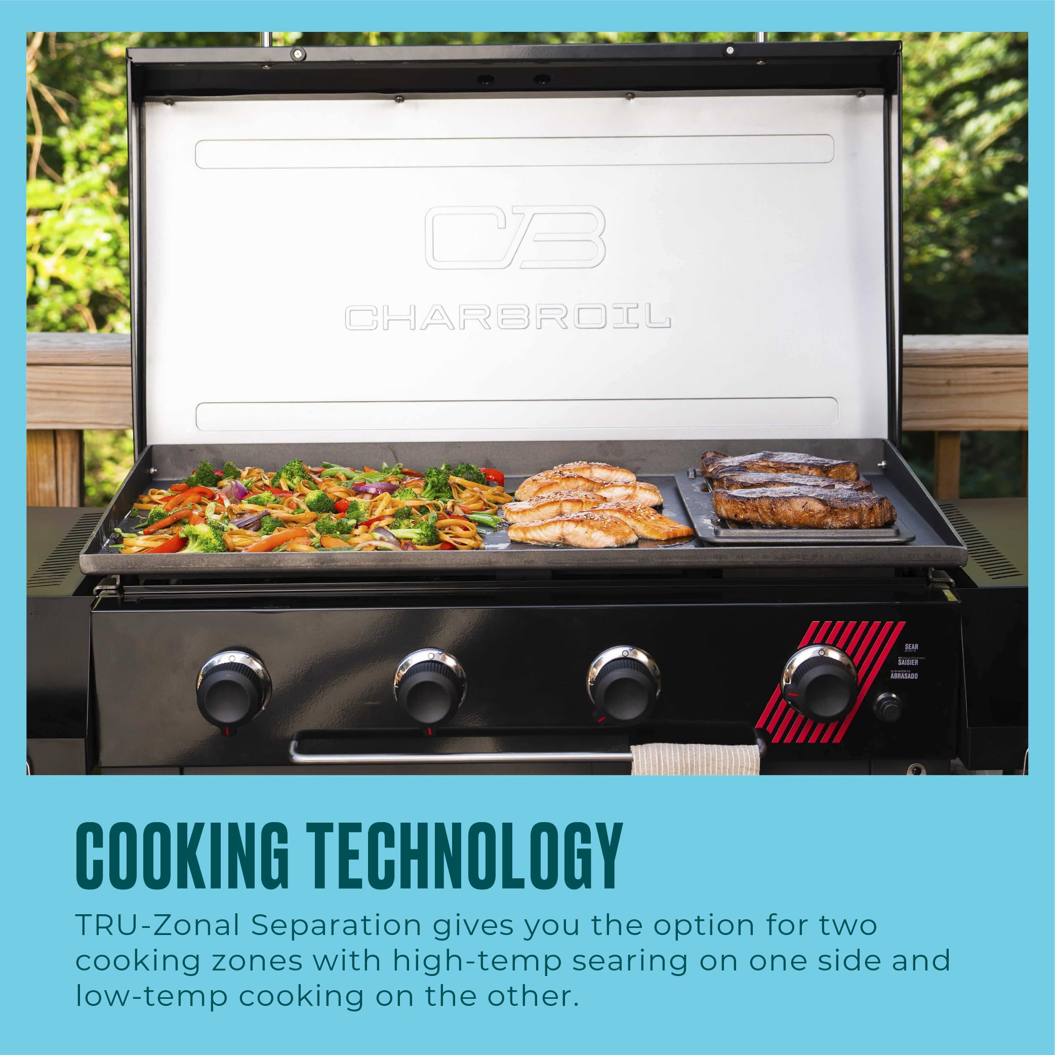 36" Charbroil Performance Series Deluxe Propane Gas Griddle with Cart 4 Burner Flat Top Grill, Black - 463285924