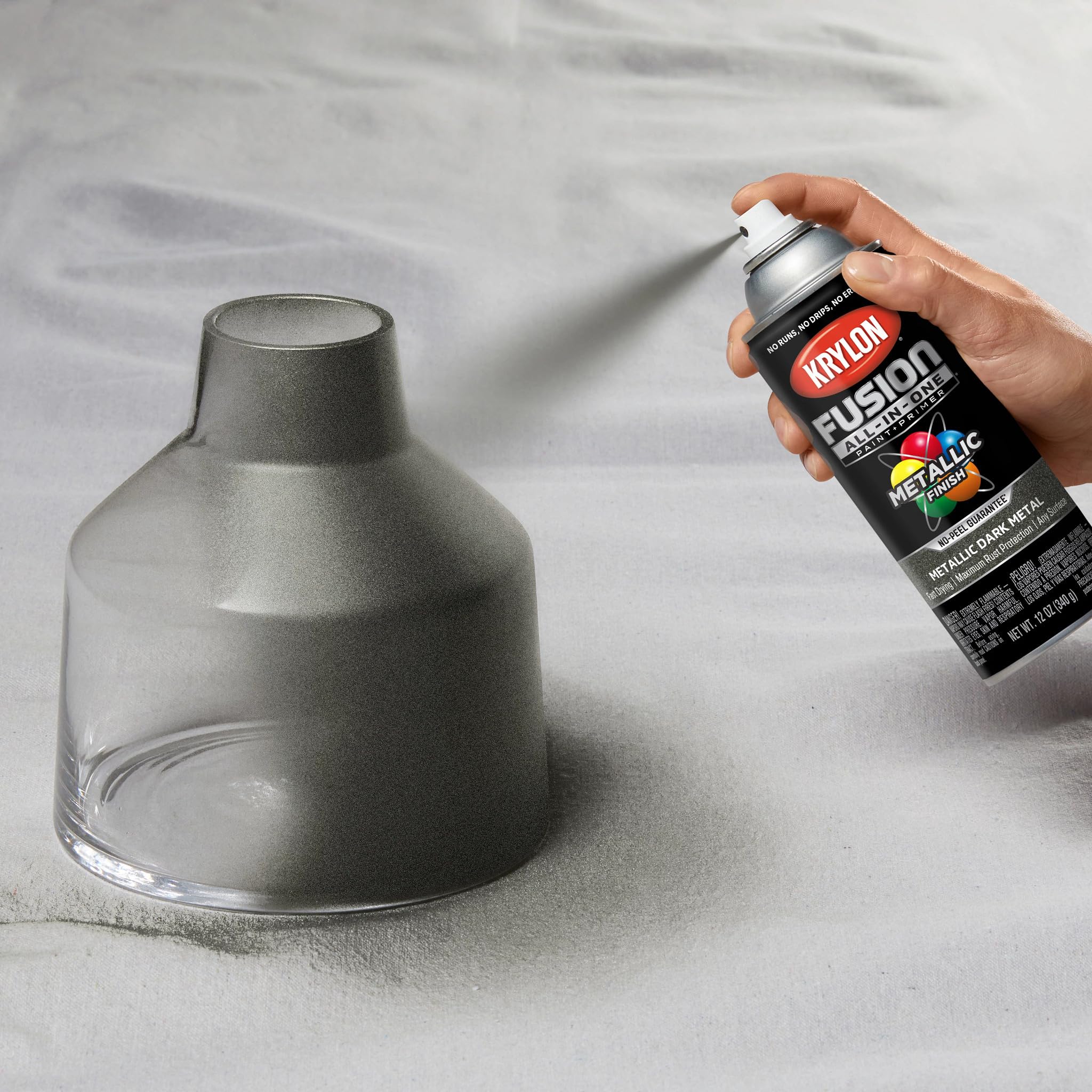 Krylon All-In-One Adhesive Spray Paint for Indoor/Outdoor Use, 12 oz, Dark Metal