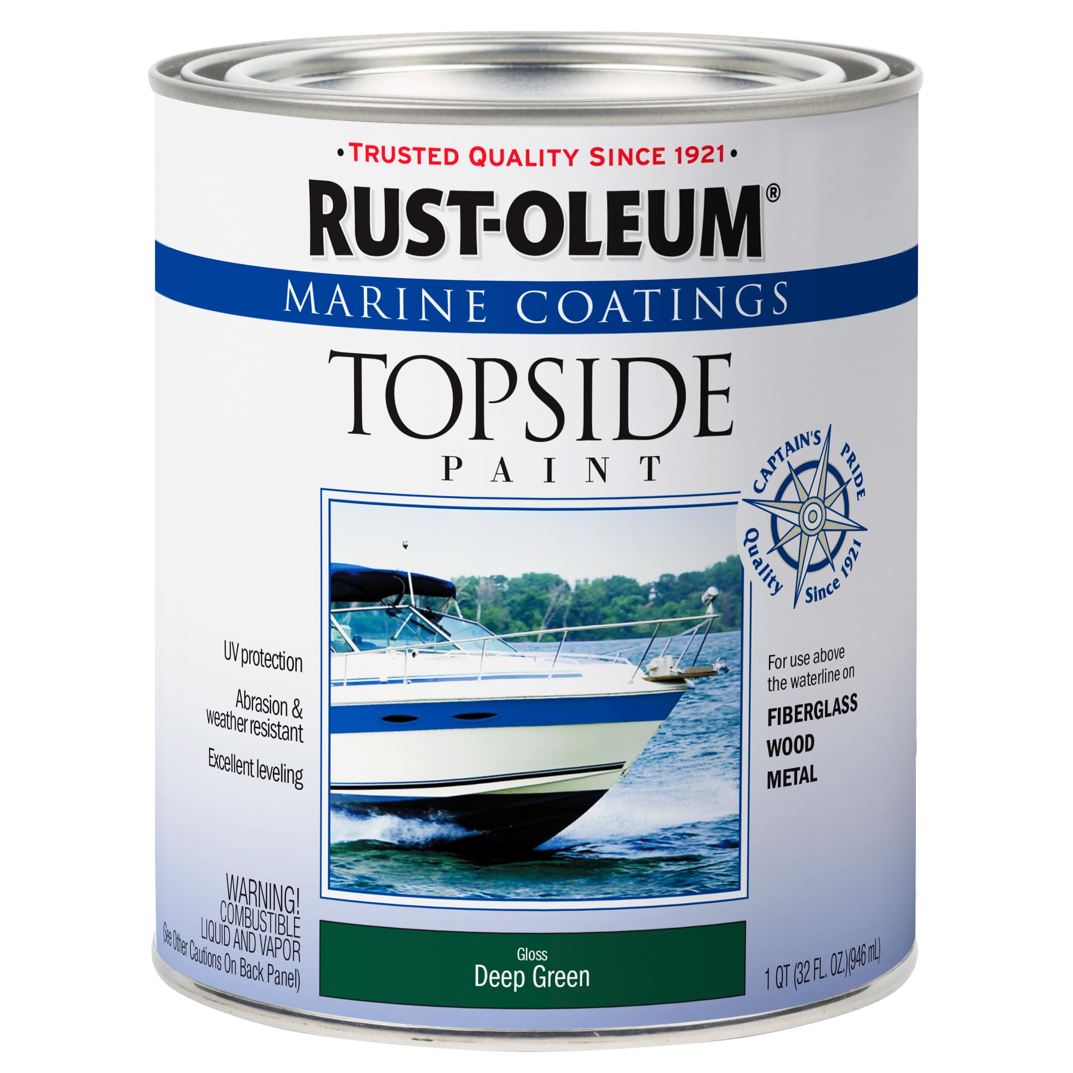 Marine Coatings Rust-Oleum 207007 Topside Paint, Quart, Deep Green