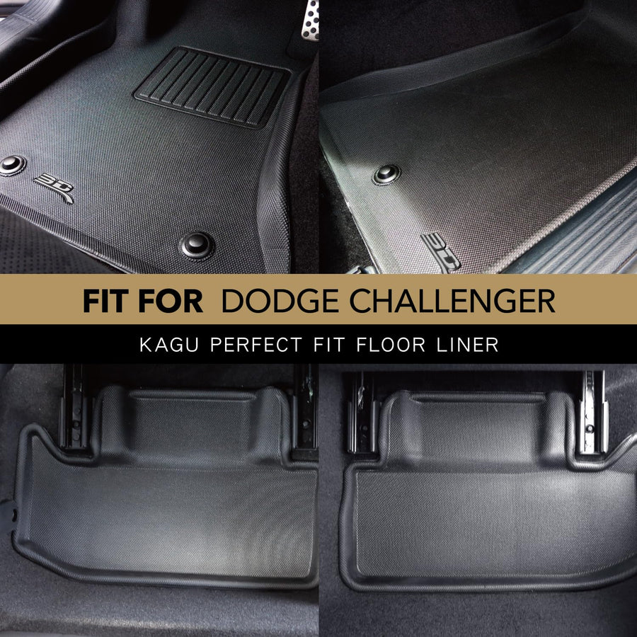 3D MAXpider Kagu Custom Fit Floor Mat (Black) Compatible with Dodge Challenger RWD 2015-2023 - R1 R2