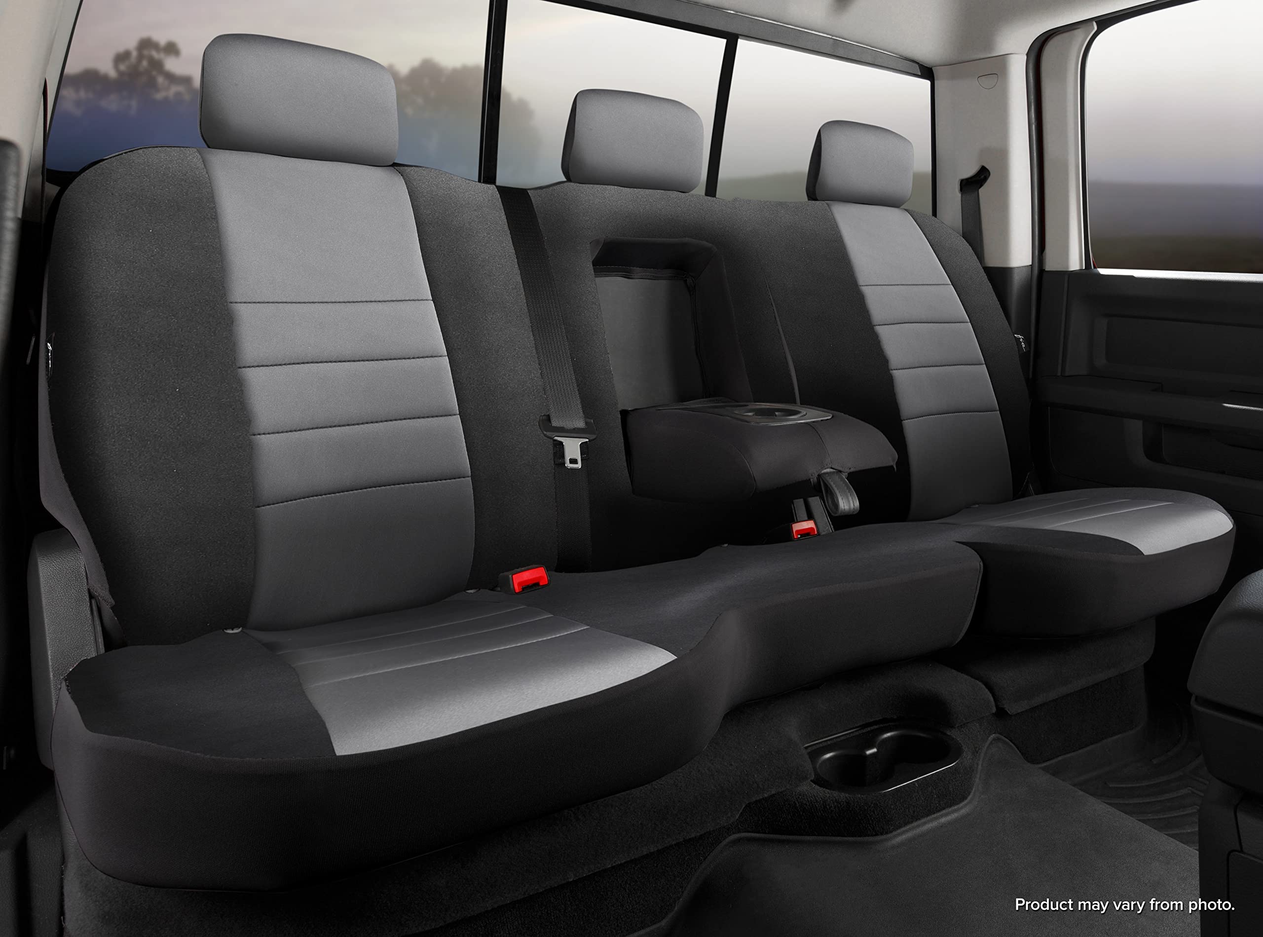 Gray FIA NP92-79 Custom Fit Rear Seat Cover Split Seat 60/40 - Neoprene (Black w/Gray Center Panel)