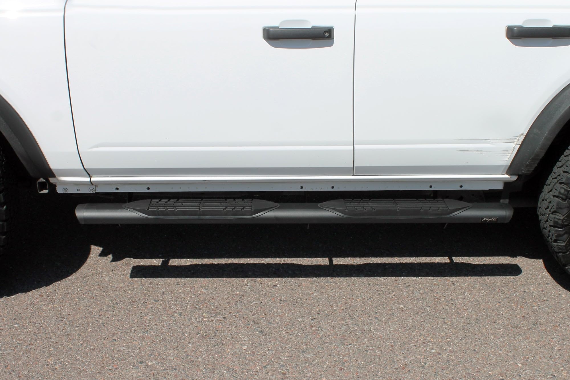 Running Boards Raptor Series Steps 5in Oval Style Black Aluminum Compatible with 21-26 Bronco 4-Door