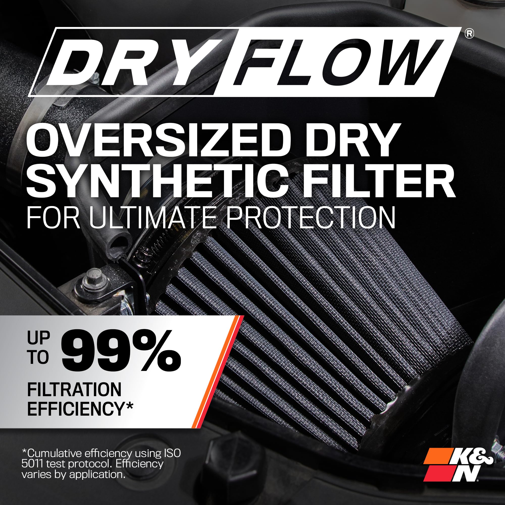 Cold Air Intake System K&N: Dry-Flow Air Filter, Increase Performance & Towing: Compatible with 2011-2025 Dodge/Jeep Durango, Grand Cherokee, 30-1563