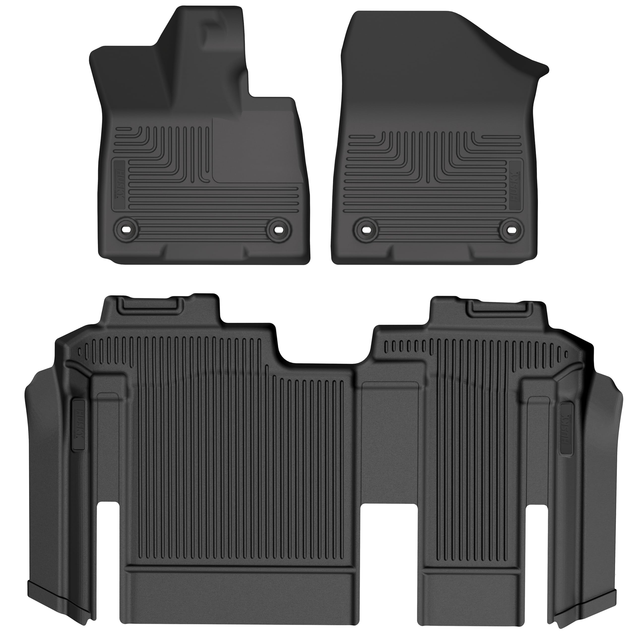 Husky Liners Floor Mats Weatherbeater | Fits 2021-2025 Toyota Sienna, 2nd Row Bench Seats | Front & 2nd Row, 3-pc Black - 93841