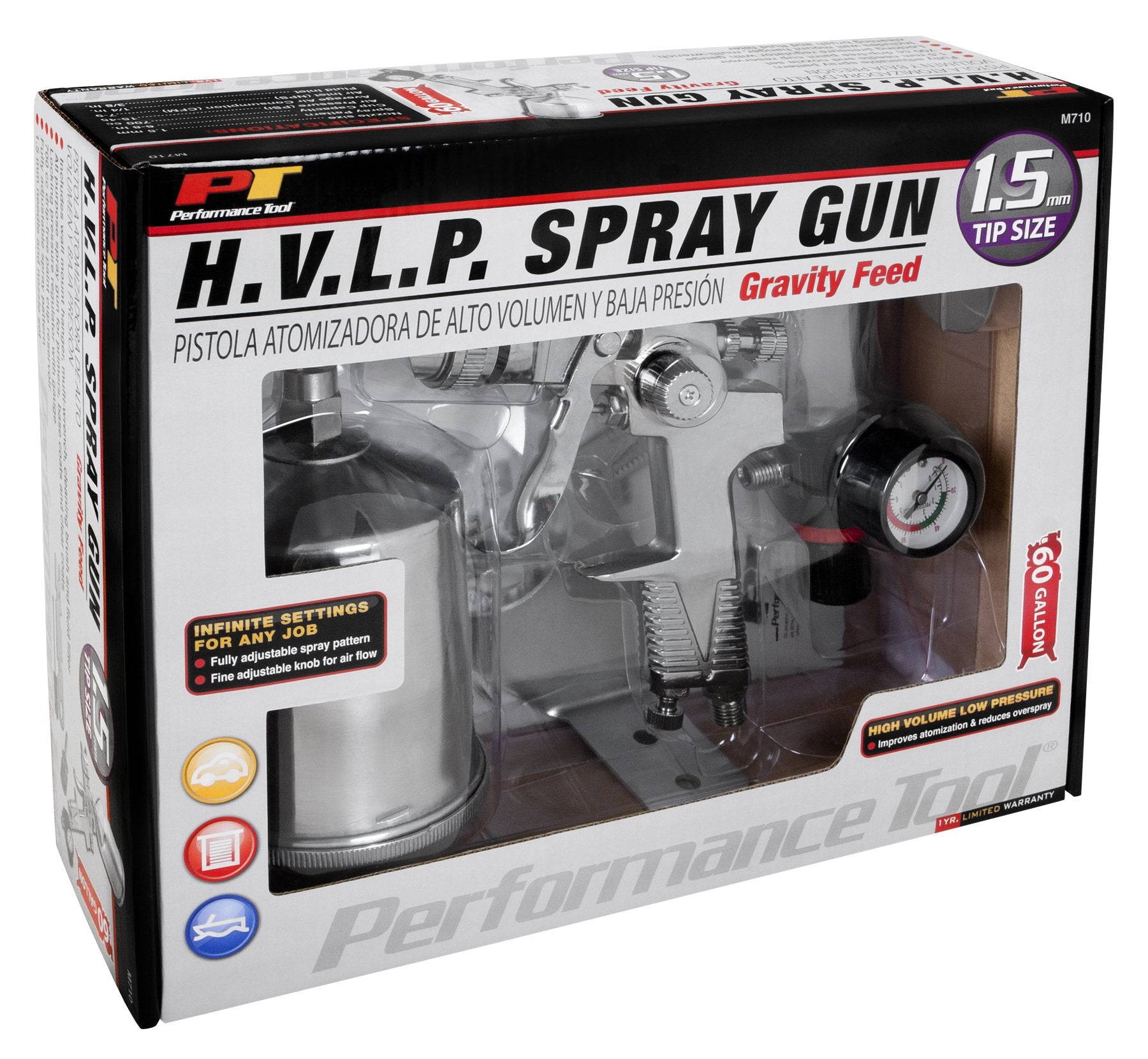 1.5mm Performance Tool H.V.L.P. Gravity Feed Spray Gun Needle and Nozzle Set