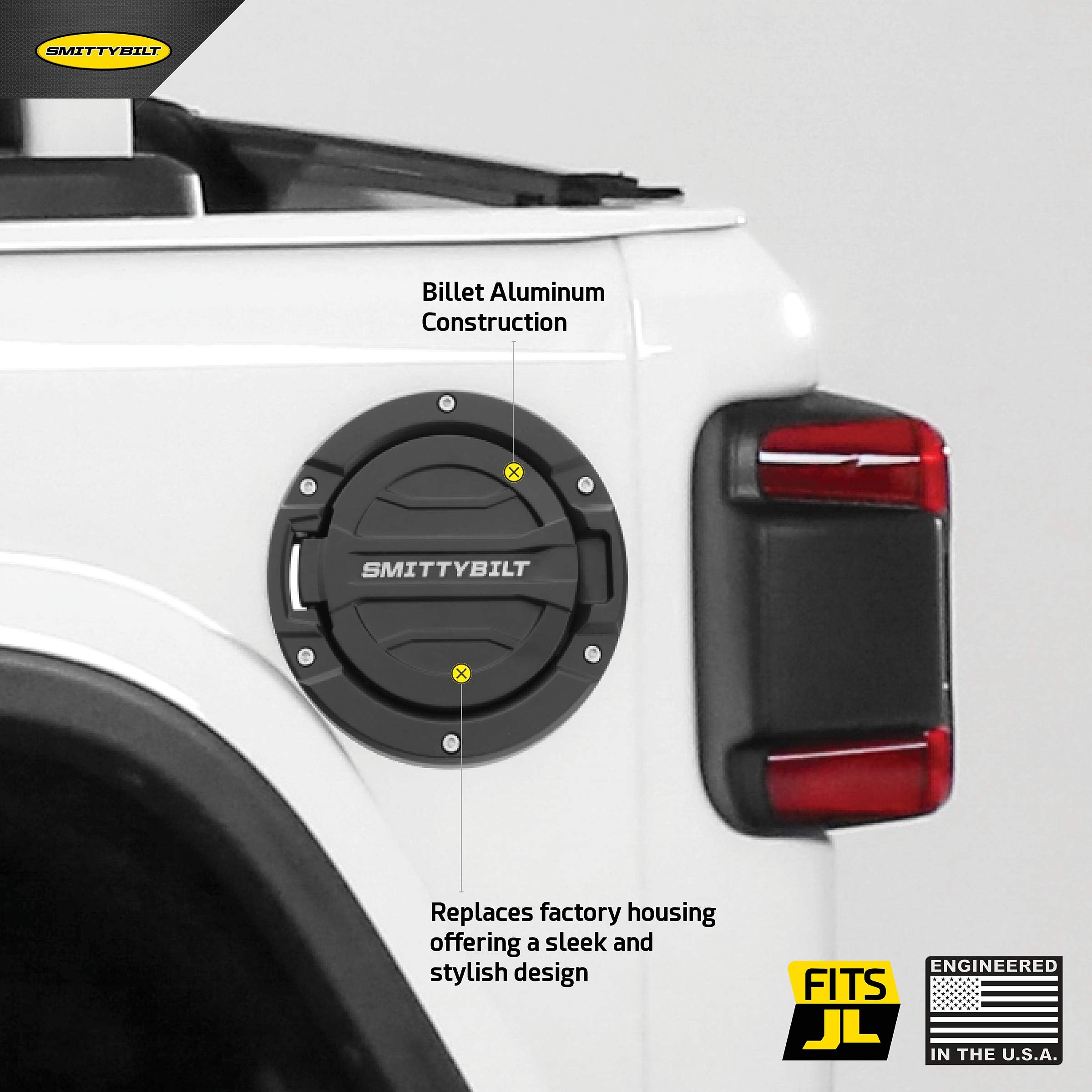 BILLET GAS COVER SmittyBilt BLACK - SB75008