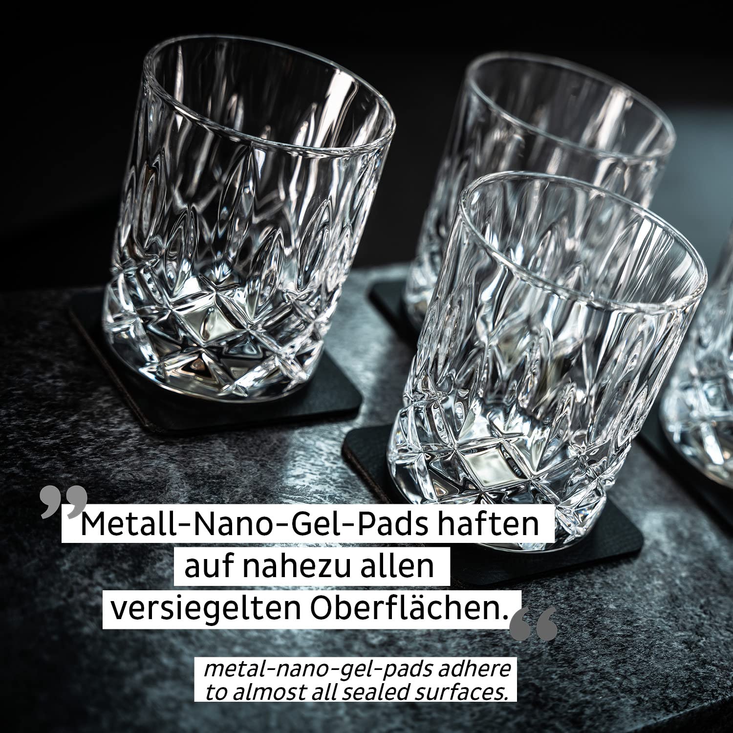 silwy® Whisky Magnet-Kristallgläser 4er Set inkl. vier wiederverwendbaren Metall-Nano-Gel-Pads - rutschfeste Magnetgläser für Camping, Caravaning und Boating COG: 0 / Price: 98,95