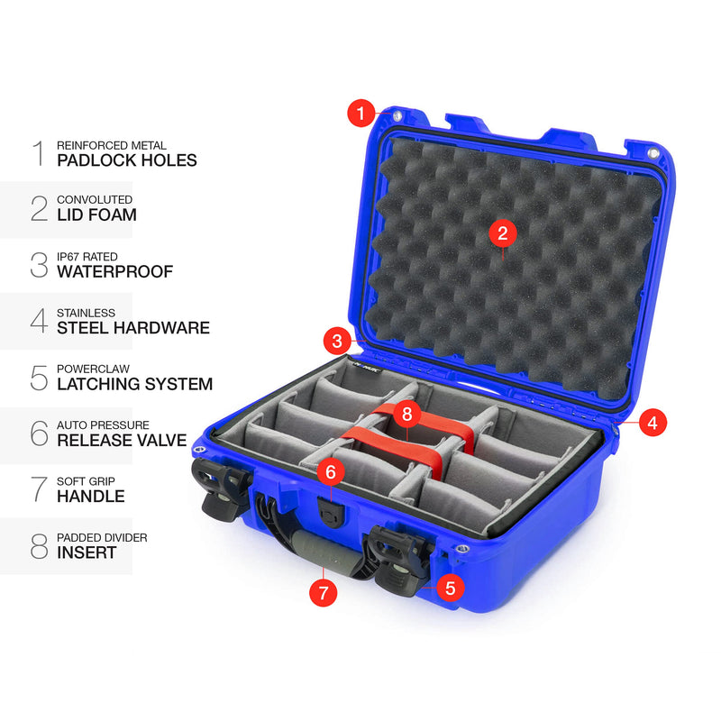 Blue Nanuk 920 Waterproof Hard Case with Padded Dividers (920-2008)