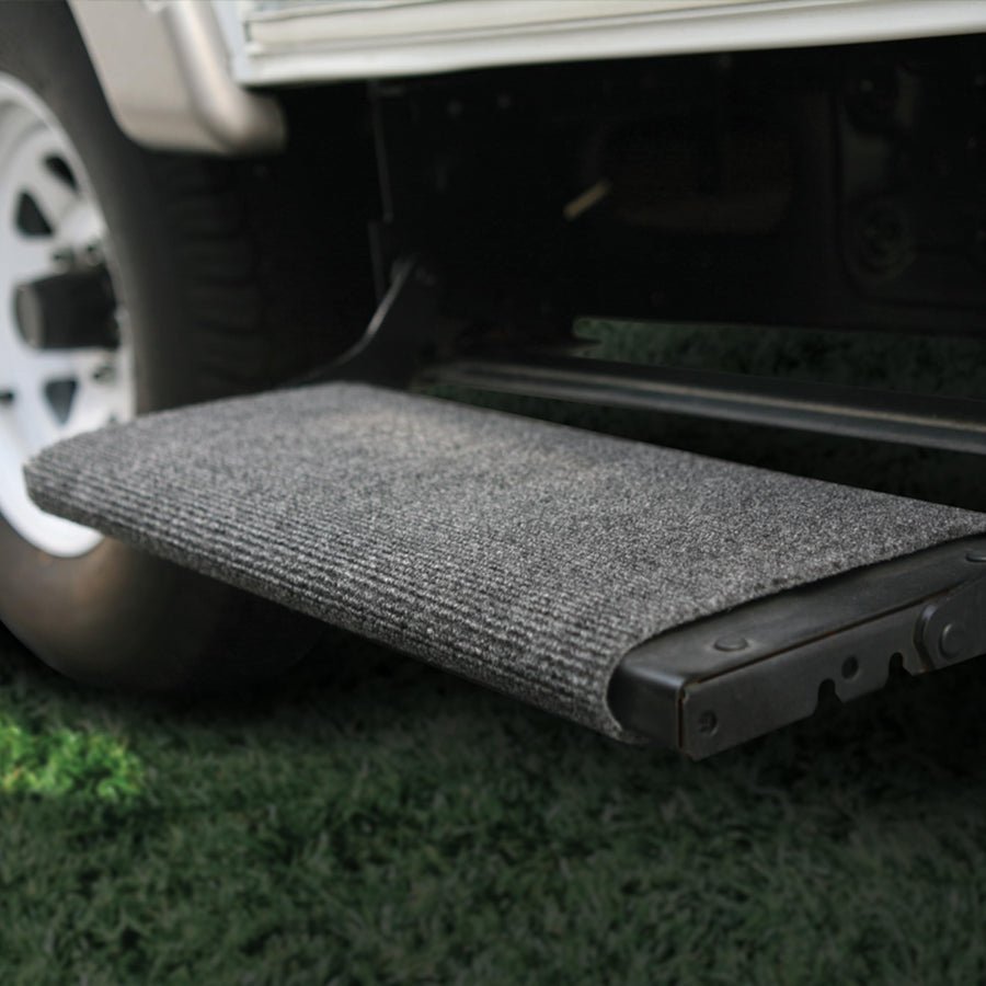 Wrap Around Camco Step Rug- Protects Your RV from Unwanted Tracked in Dirt, Works on Electrical & Manual RV Steps - Extra Large - 23 inch - Gray - (42935)