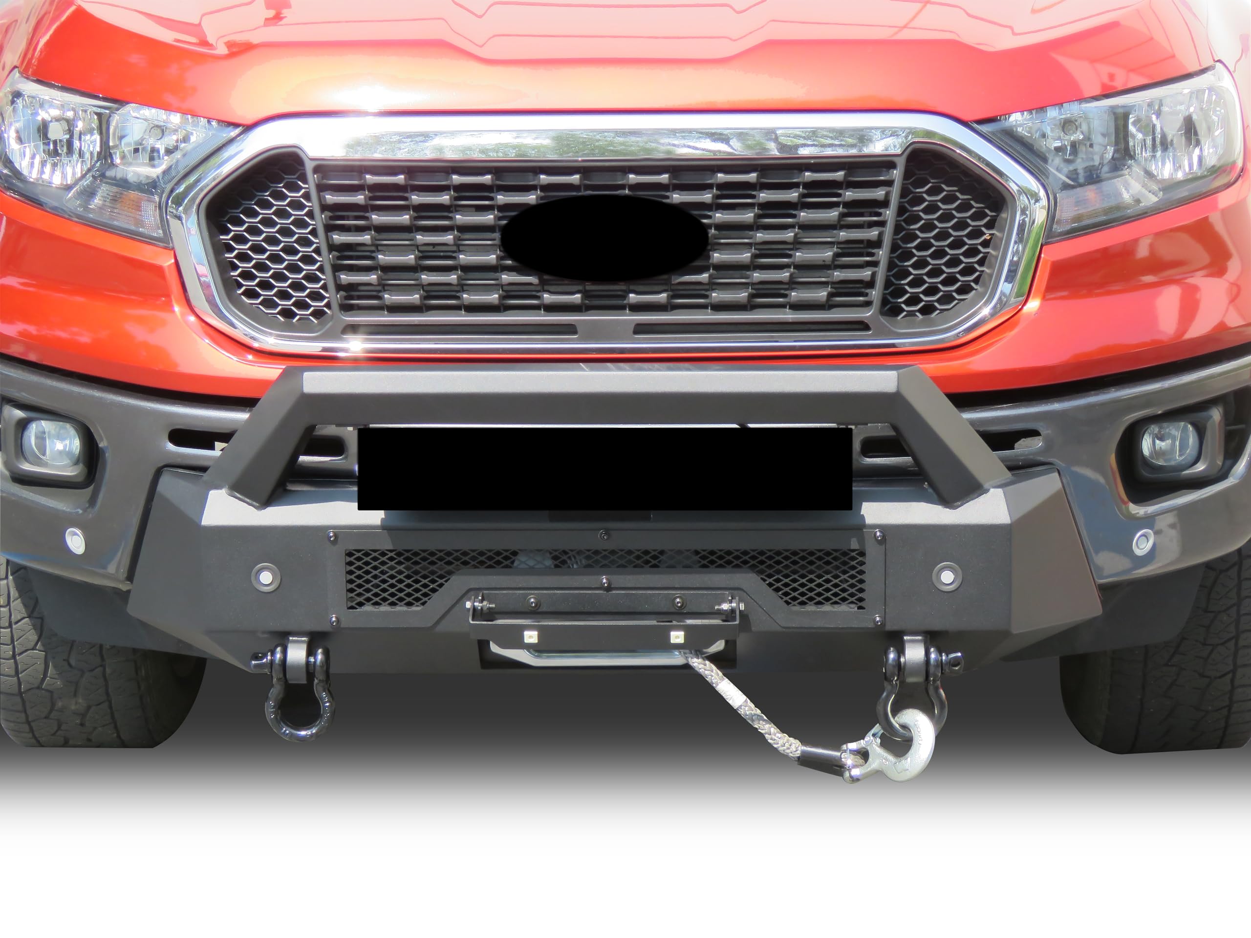 Heavy Duty Black Horse Armour III Front Winch Bumper Textured Black Compatible with 2019-2023 Ford Ranger-AR3HD43NL