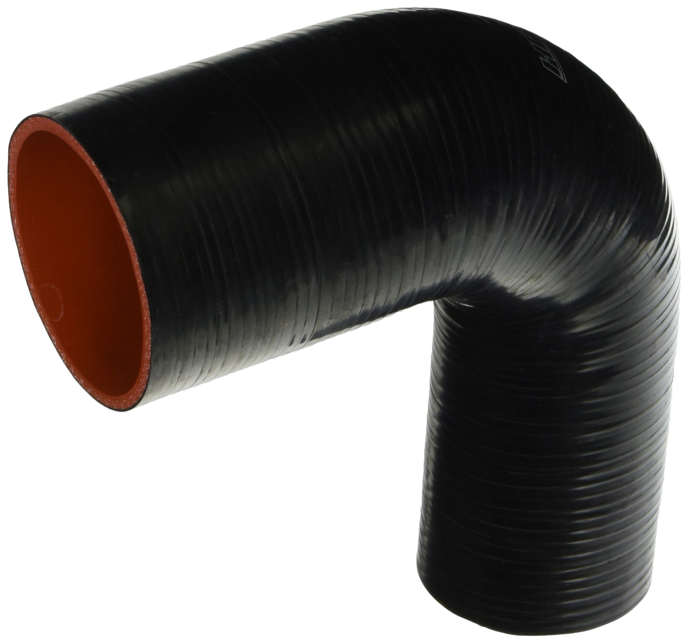 HPS Silicone High Temperature HTSER90-275-312-BLK 4-ply Reinforced 90 degree Elbow Reducer Coupler Hose, 30 PSI Maximum Pressure, 4" Leg Length on each side, 2-3/4" > 3-1/8" ID, Black