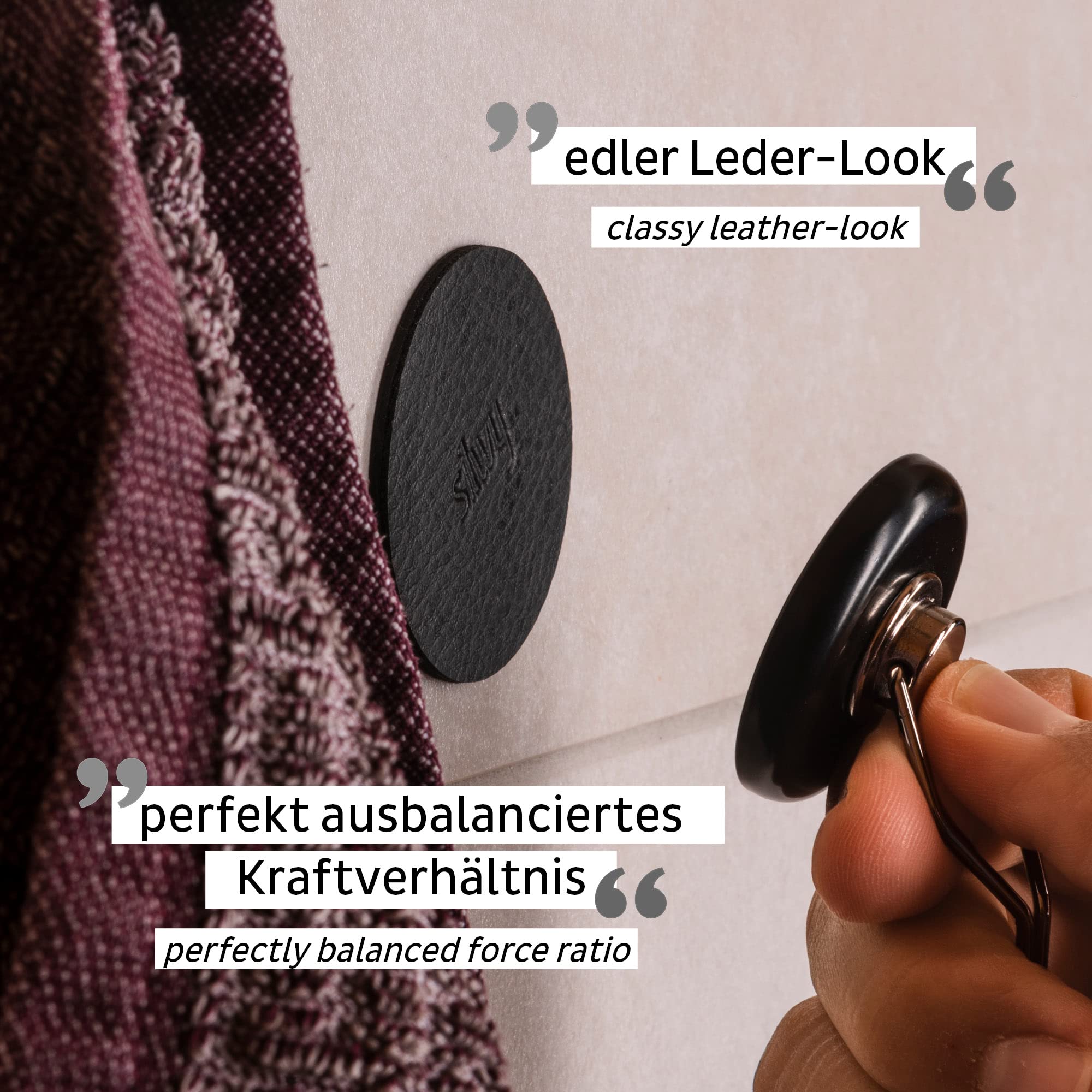 The One silwy® Magnetic Hook with Metal Nano Gel Pad – 7.5 cm Black – No Drilling or Screwing Required – Versatile and Easy to Use