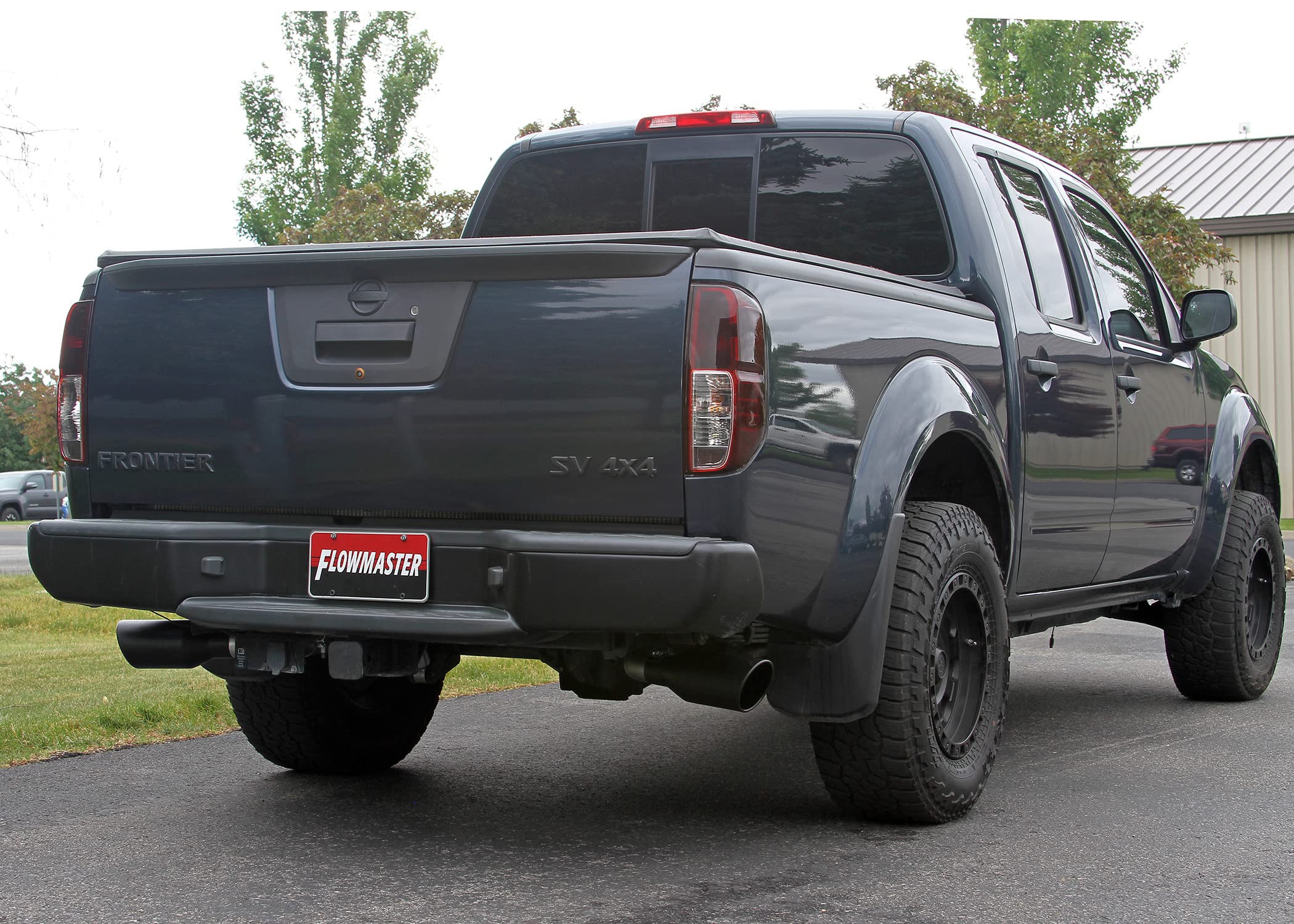 Flowmaster FlowFX 718103 Cat-Back Exhaust Kit 2.5 Inch Dual Side Exit 409 Stainless Steel 4.5 Inch Black Ceramic Stainless Tips Compatible with 2005-2019 Nissan Frontier 4.0L V6 2/4WD all Wheelbases