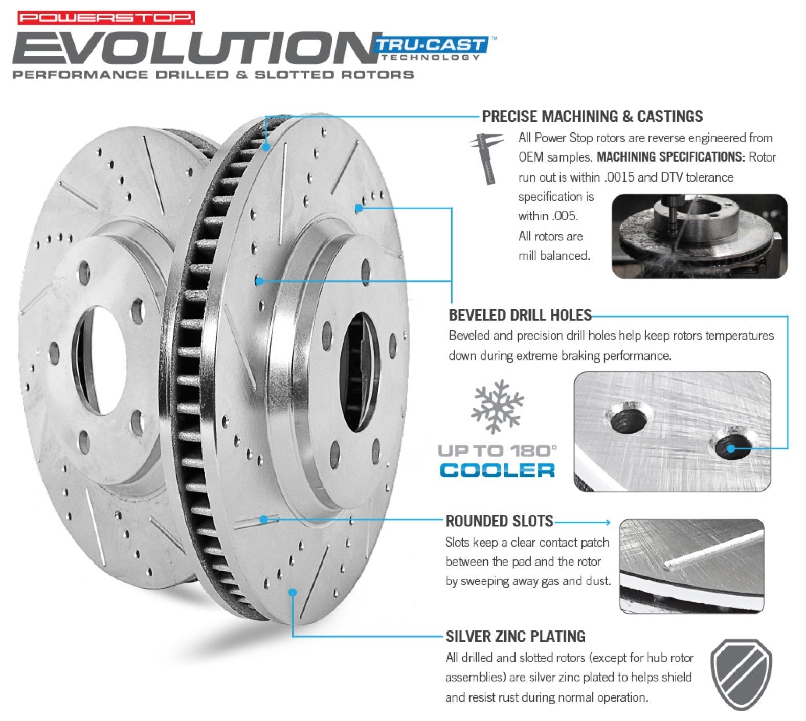 Power Stop K4083 Z23 Carbon Fiber Brake Pads with Front and Rear Drilled & Slotted Brake Rotors Kit