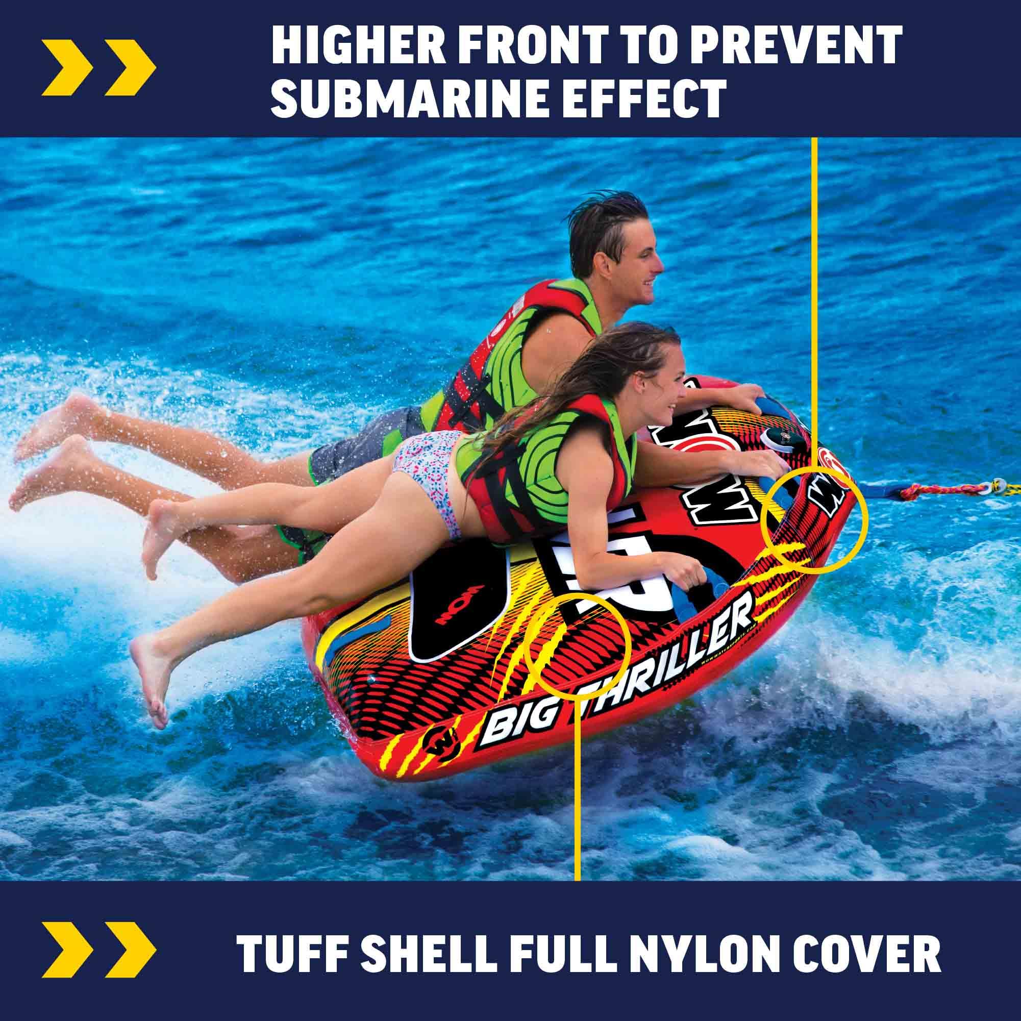 Big Thriller WOW Sports Towable Deck Tube for Boating – 1-2 Person 340 lbs Capacity – Inflatable Boat Tube for Water Sports – Youth & Adults
