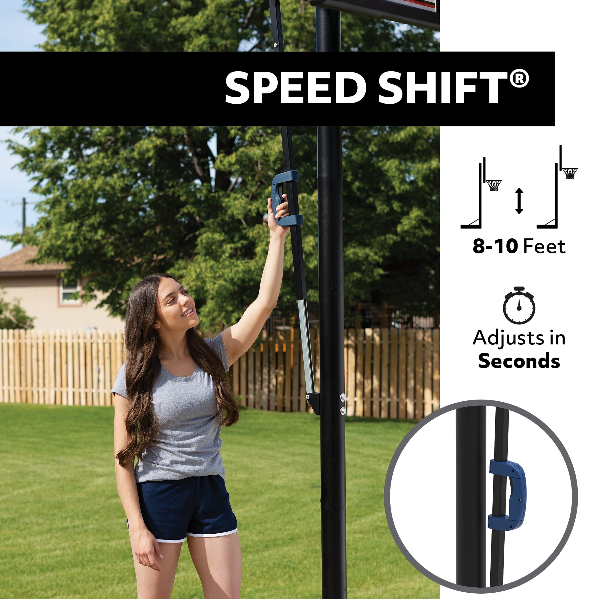 50 Inch Lifetime Portable Basketball Hoop, Shatterproof Backboard, Blue/Black
