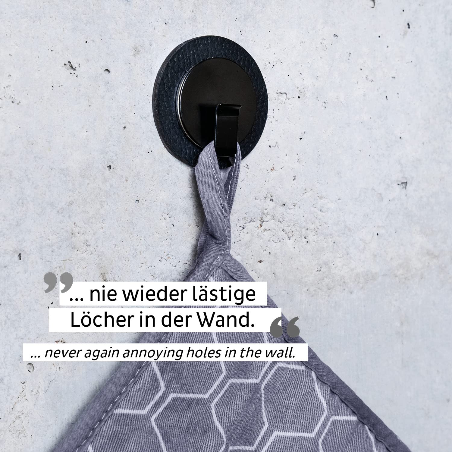 silwy® Clever Magnetic Hook Including Black Metal Nano Gel Pad Black - Reusable, Flexible and Washable - Perfect for Camping, Caravaning and Boating