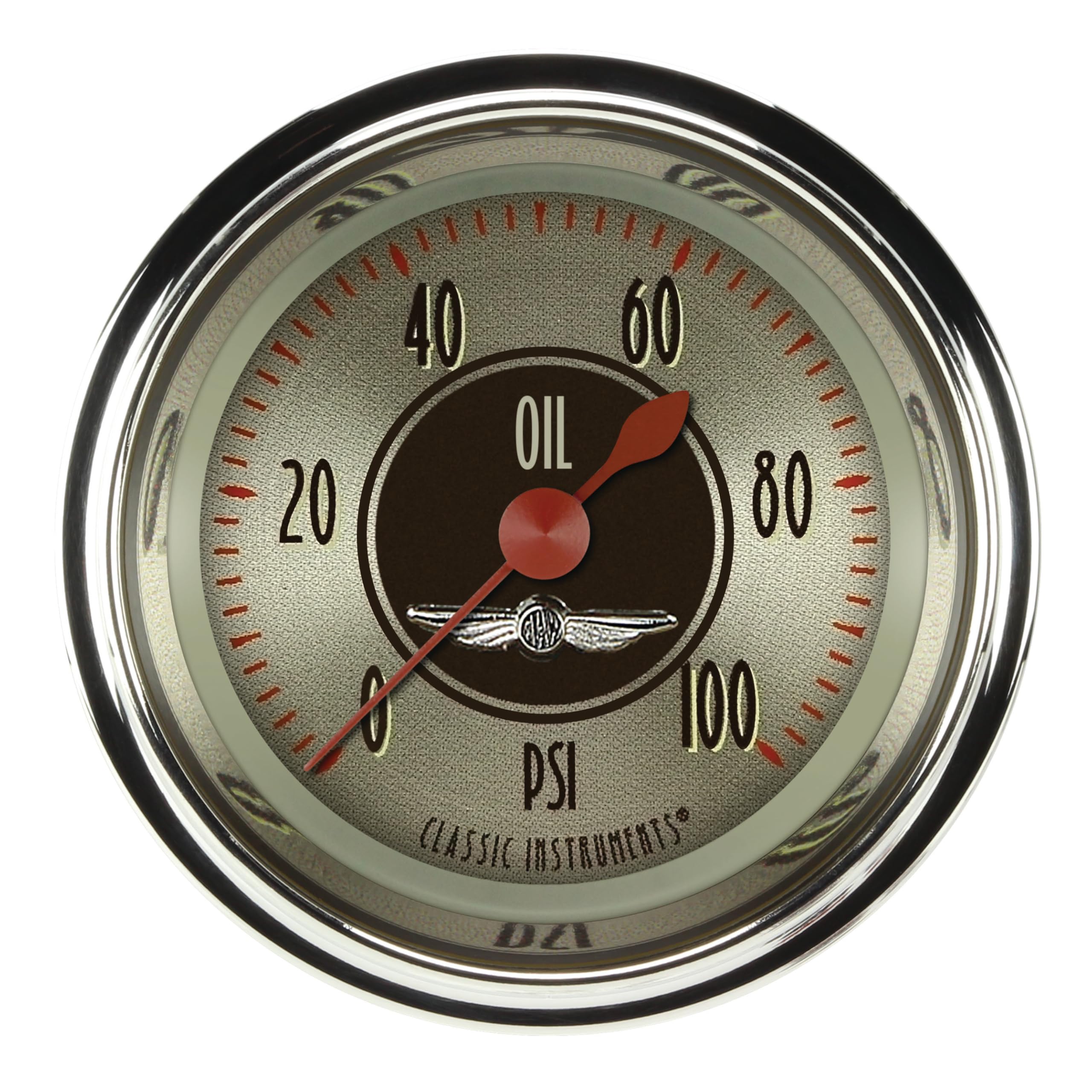 AN181SHC Classic Instruments All American Nickel 2 1/8" Oil Pressure Gauge 100 PSI Electric