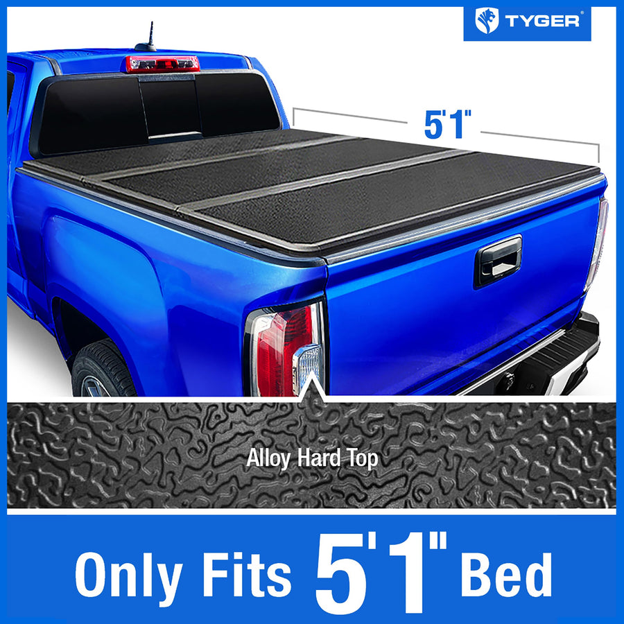 Tyger Auto T5 Hardtop Tri-Fold Alloy Truck Bed Tonneau Cover Compatible with 2023-2026 Chevy Colorado GMC Canyon | 5'1" (61") Bed | TG-BC5C3201