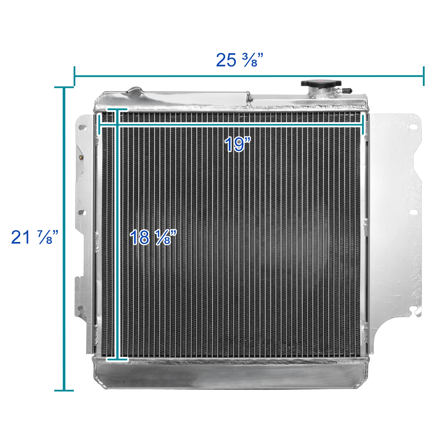 3 Row Radiator with Fan Shroud Spec-D Tuning Aluminum Compatible with 1972-1986 Jeep CJ