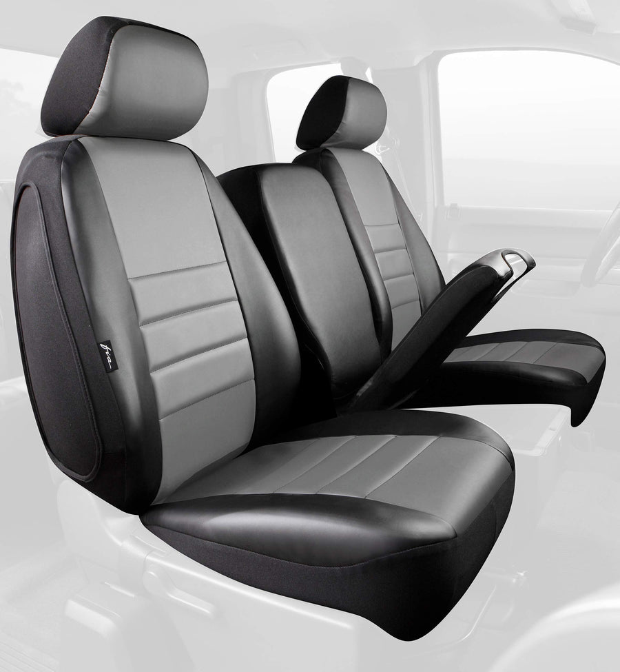 Gray FIA SL67-41 Custom Fit Front Seat Cover, Split Seat 40/20/40 - Leatherette (Black w/Gray Center Panel)