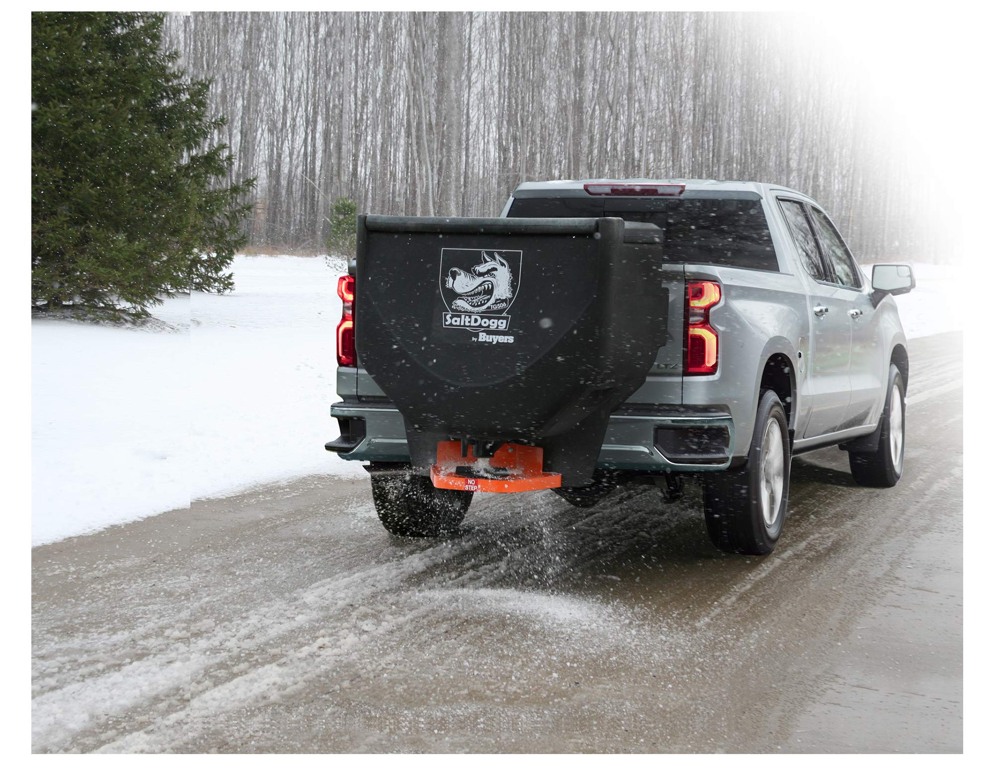 SaltDogg Buyers Products TGS06 Tailgate Salt Spreader, Made In The USA, 10 cu ft/750lb Capacity, Adjustable Flowgate Design W/Gravity Feed, Salt Spreader for Commercial Use