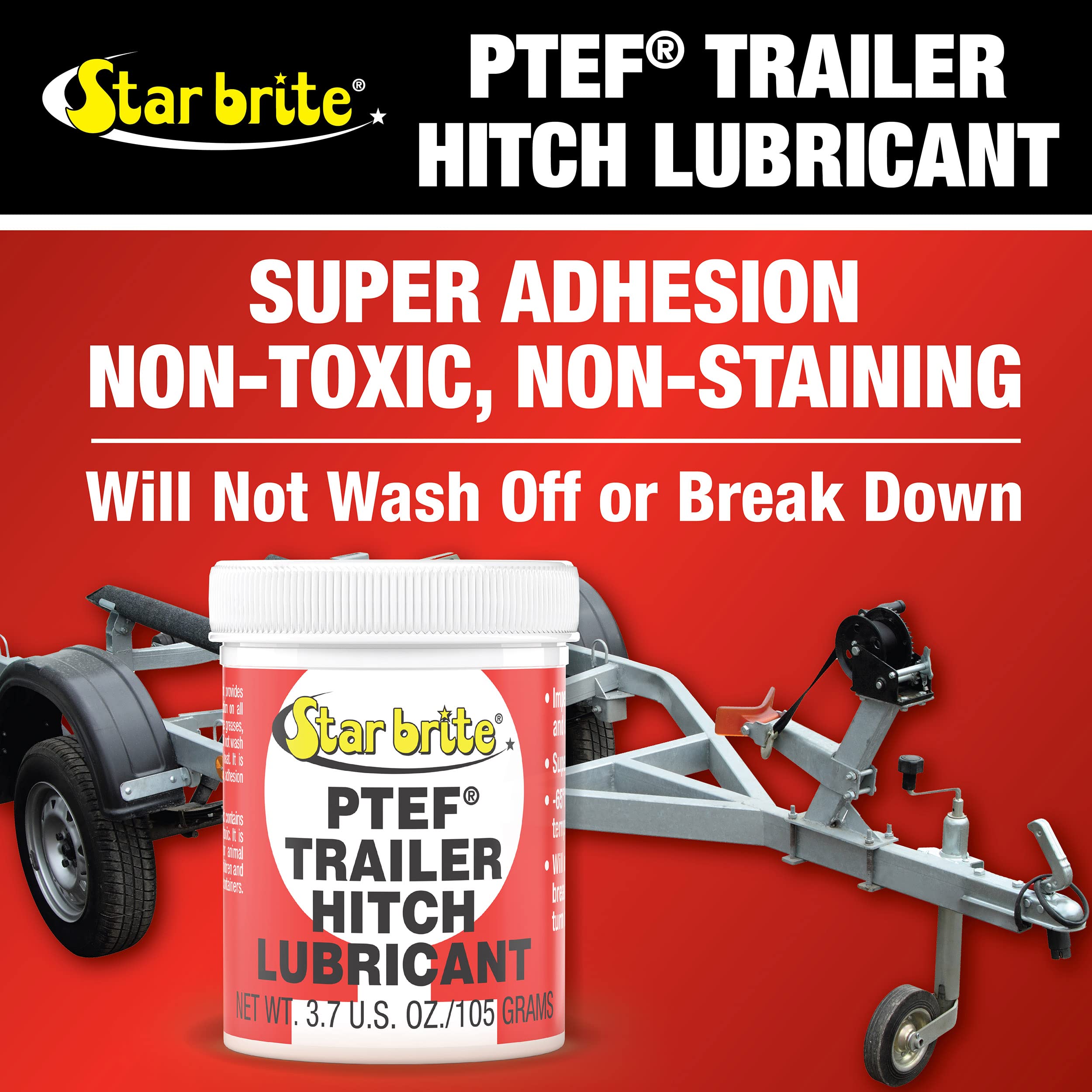 PTEF STAR BRITE Trailer Hitch Lubricant - All-Weather Protection for Trailer Hitches - Rust & Corrosion Resistant - Super Adhesion & High-Temperature Stability - 4 OZ (085804)