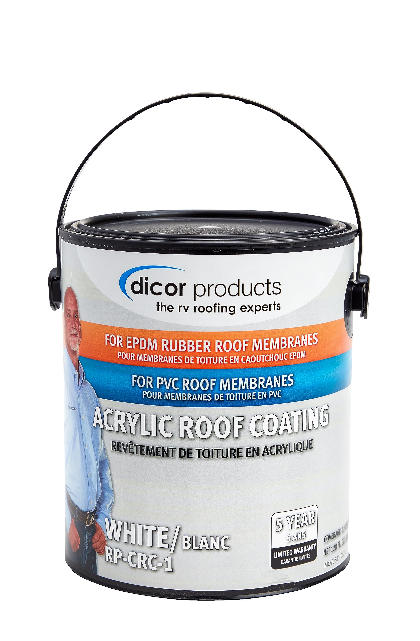 1 Gallon Dicor RP-CRC-1 EPDM Rubber Roof Acrylic Coating Part - White