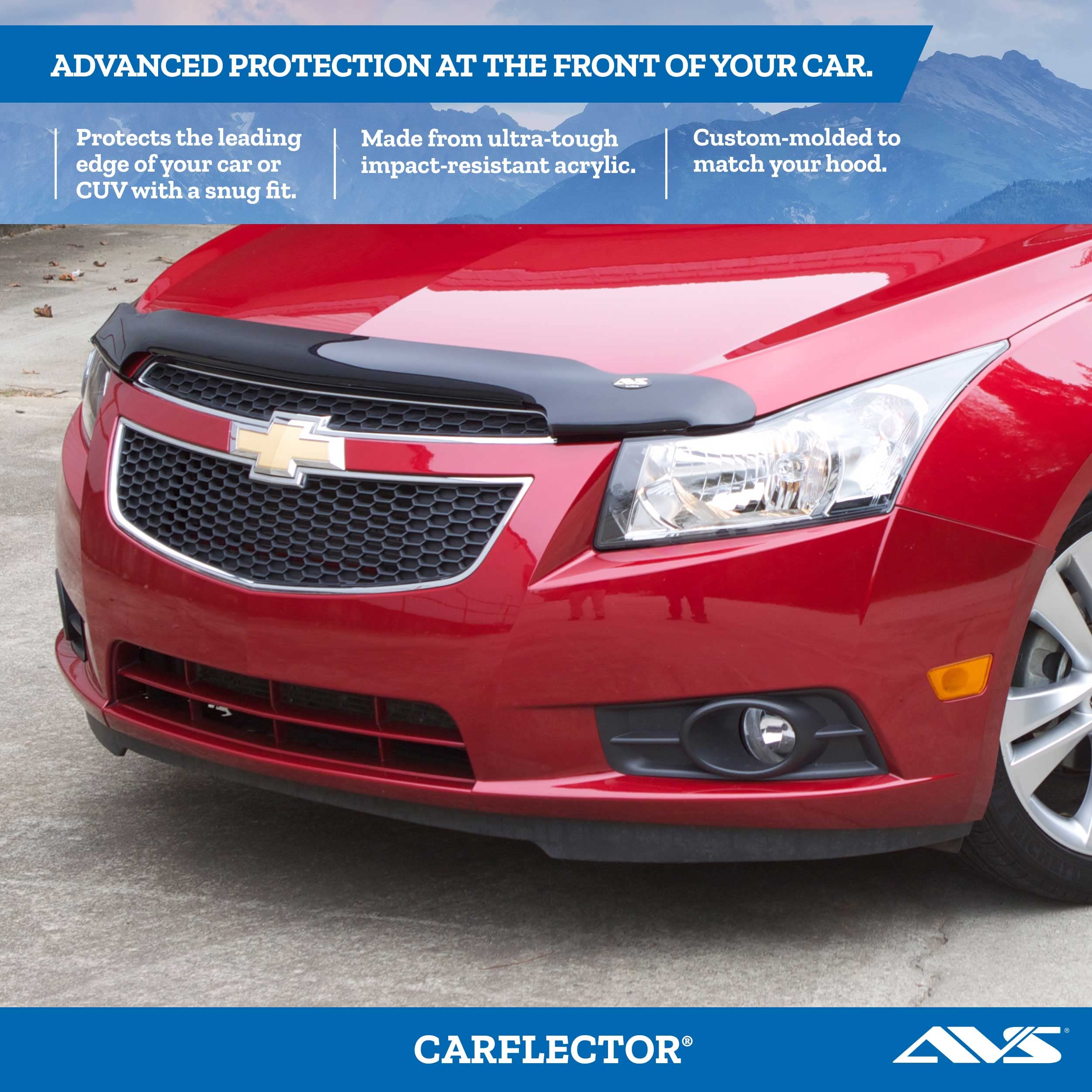 Carflector Hood Shield / Protector Auto Ventshade [AVS] | Fits 2000 - 2007 Ford Taurus | Medium Profile Bug Deflector - 1 pc., Dark Smoke | 20540