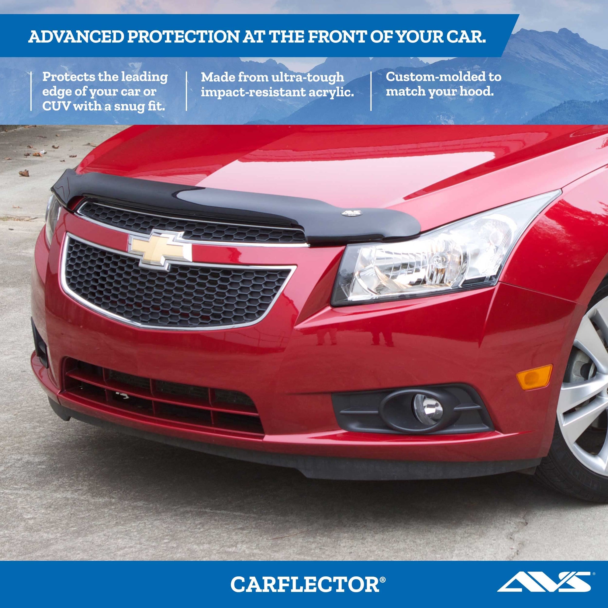 Carflector Auto Ventshade [AVS] Hood Shield / Protector | Fits 2005 - 2007 Ford Focus | Medium Profile Bug Deflector - 1 pc., Dark Smoke | 20922