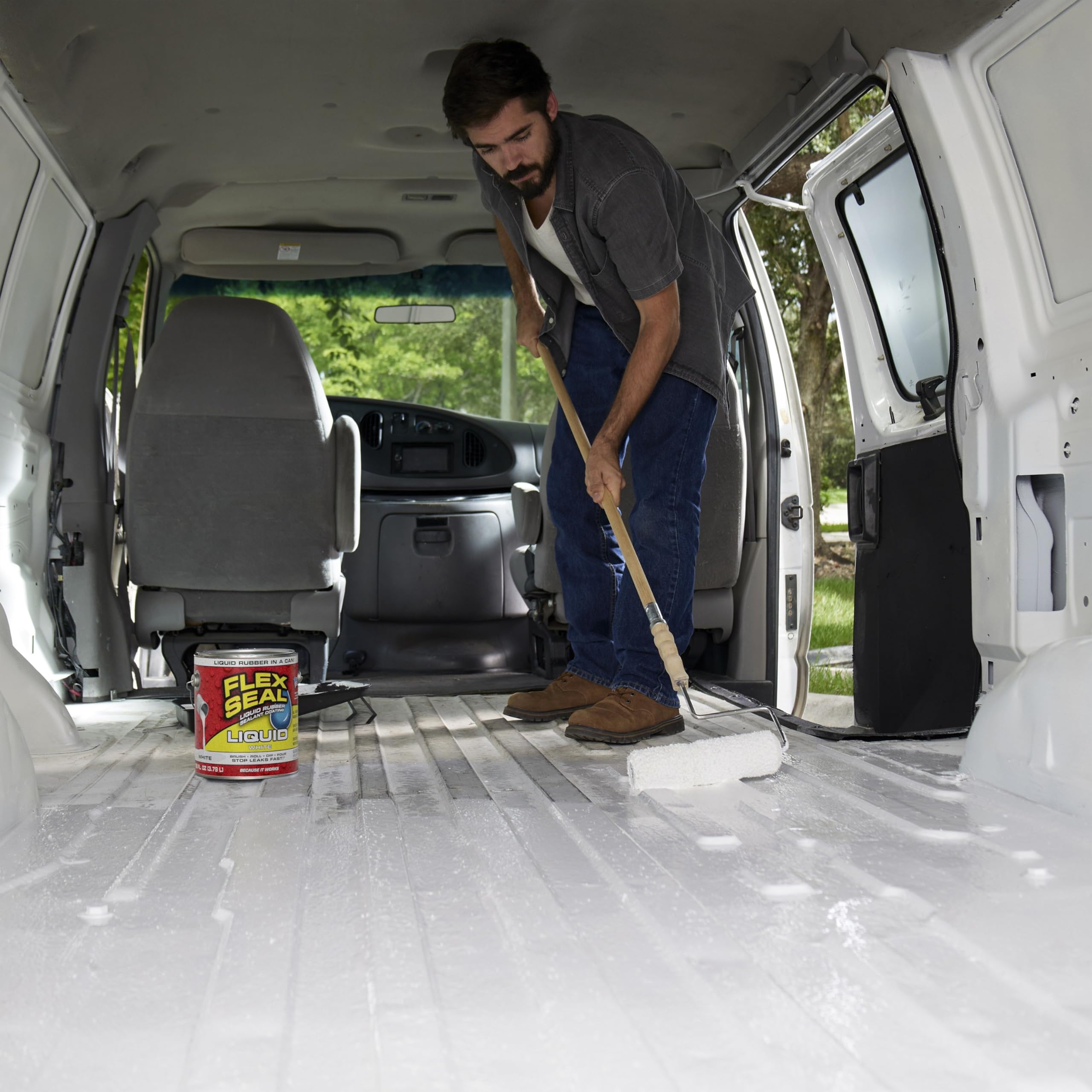 Liquid Rubber Coating Flex Seal, Waterproof, Flexible, Breathable, and UV Resistant, Roof Repair, Basements, RV, Campers, Trailers, Marine, EPDM, Masonry, 1 Gallon, White