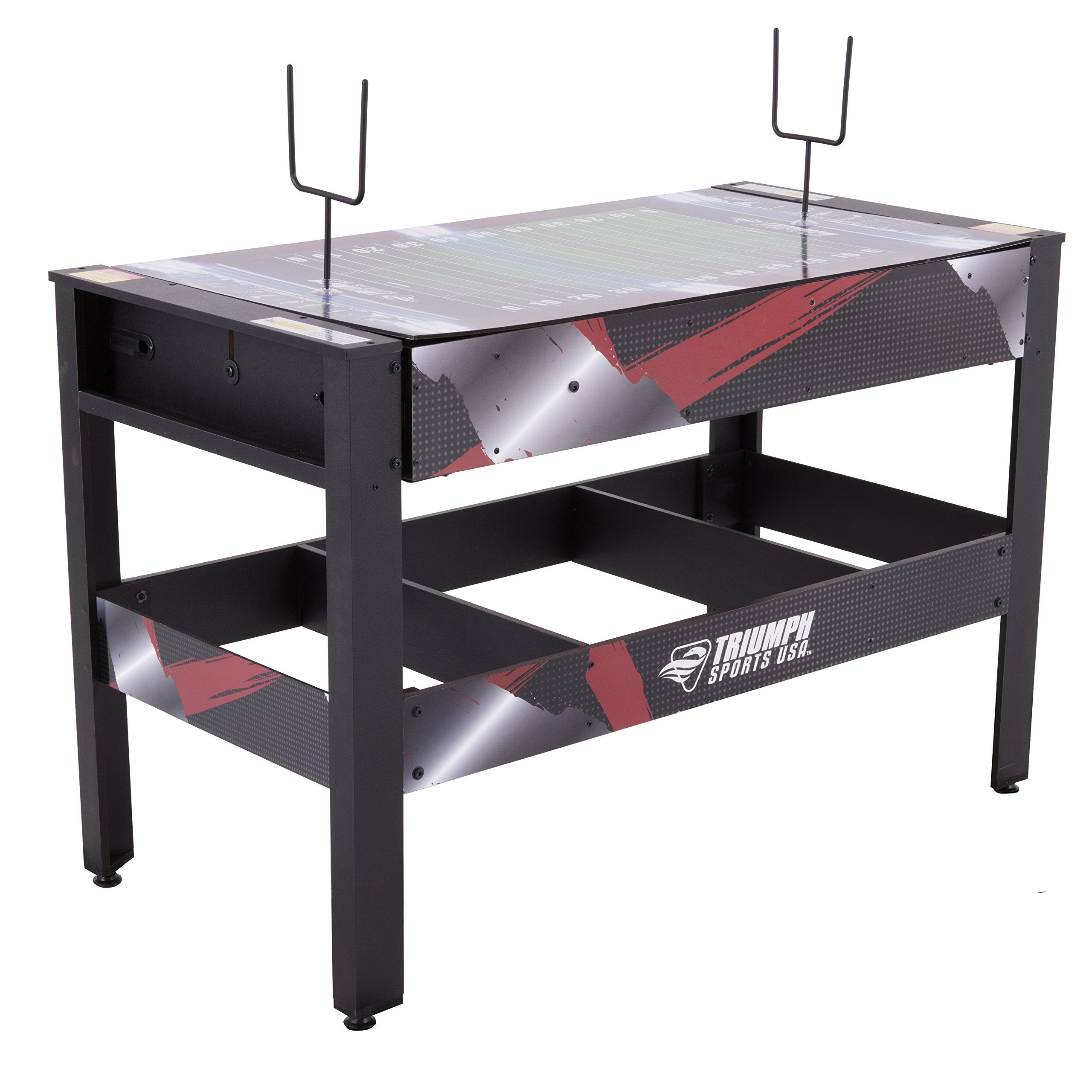 4-in-1 TRIUMPH SPORTS USA Rotating Swivel Multigame Table – Air Hockey, Billiards, Table Tennis, and Launch Football, Black/White, 23.75 x 32.00 x 48.00