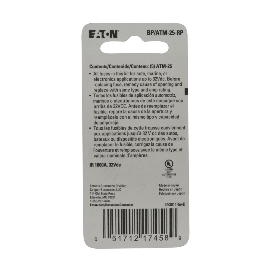 BP/ATM-25 Bussmann 25 Amp Fast Acting Mini-Fuse