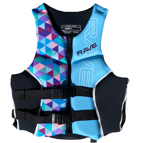 Rave Sports Neoprene Women's Life Vest, USCG Approved Type III Jacket, XL for Over 90 lbs, 41"-45" Chest, PFD Ideal for Boating, Swimming, Wake Surf, Wakeboard, Comfy Zipper Closure, Quick Drying