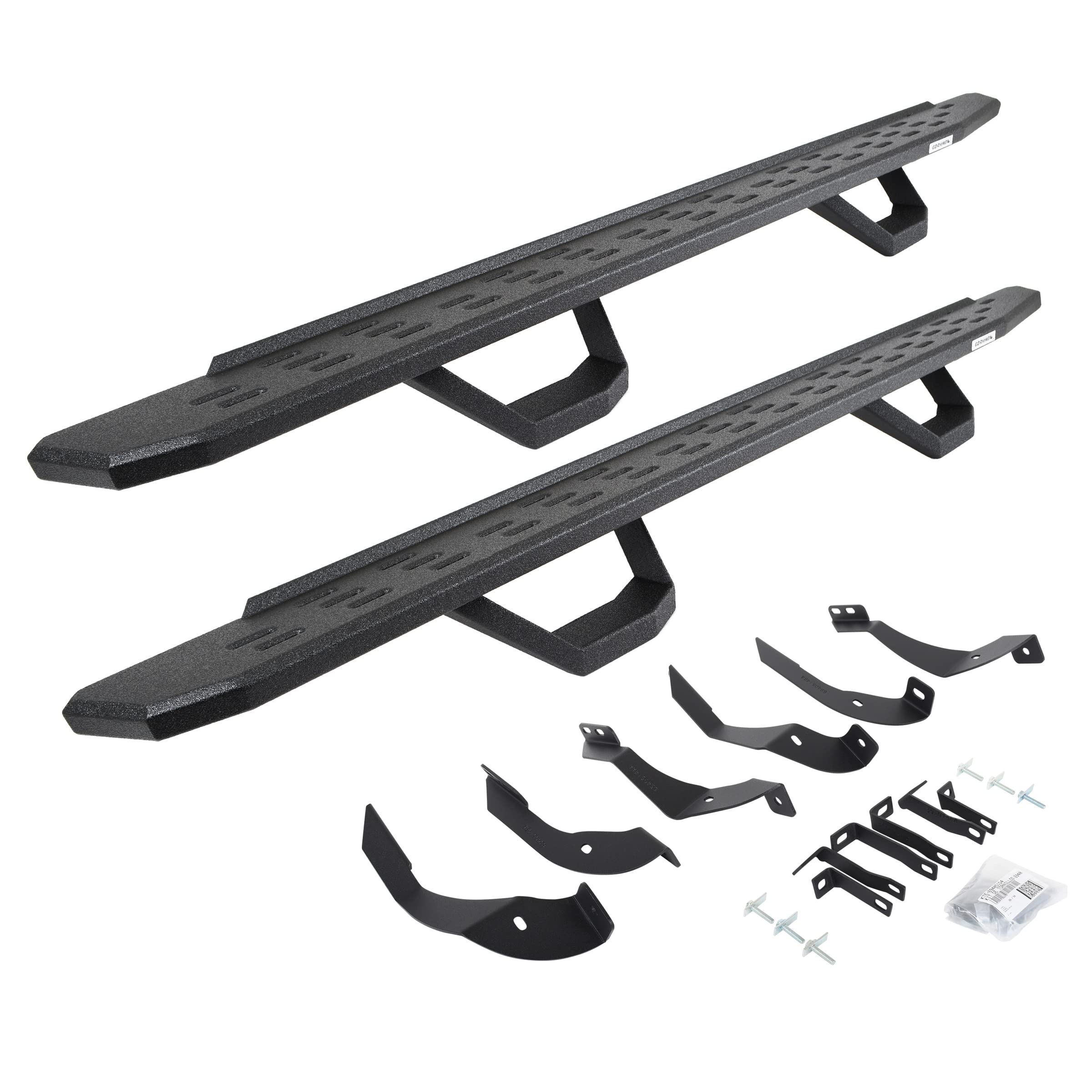 Go Rhino Running Boards RB30, Brackets, & 2 Pair of Drop Steps | Galvanized Steel, Protective Bedliner Coating | 6960518720T | Fits 2015-2019 Chevrolet/GMC Silverado/Sierra 2500HD/3500HD Crew Cab