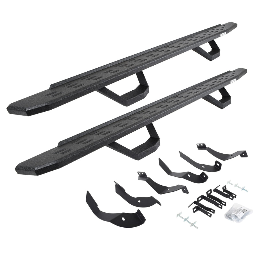 Go Rhino Running Boards RB30, Brackets, & 2 Pair of Drop Steps | Galvanized Steel, Protective Bedliner Coating | 6960518720T | Fits 2015-2019 Chevrolet/GMC Silverado/Sierra 2500HD/3500HD Crew Cab