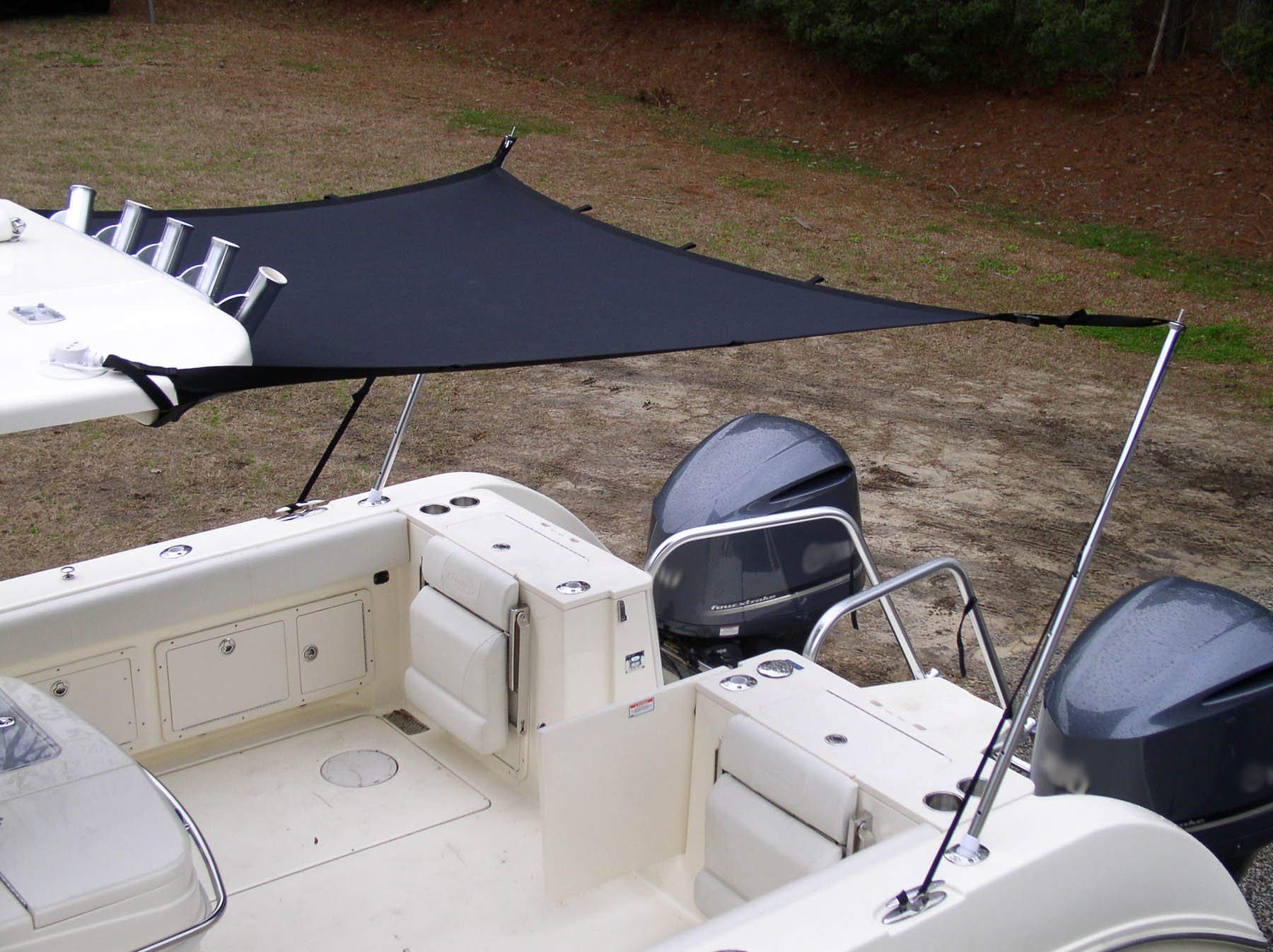 Black T-Top Boat Shade Kit (4'L x 60"W) – Outer UV reflective coating for a 98% effective UV block – Secure fit-speed tested up to 30 knots – Resilient, elastic, breathable fabric – 2020108695