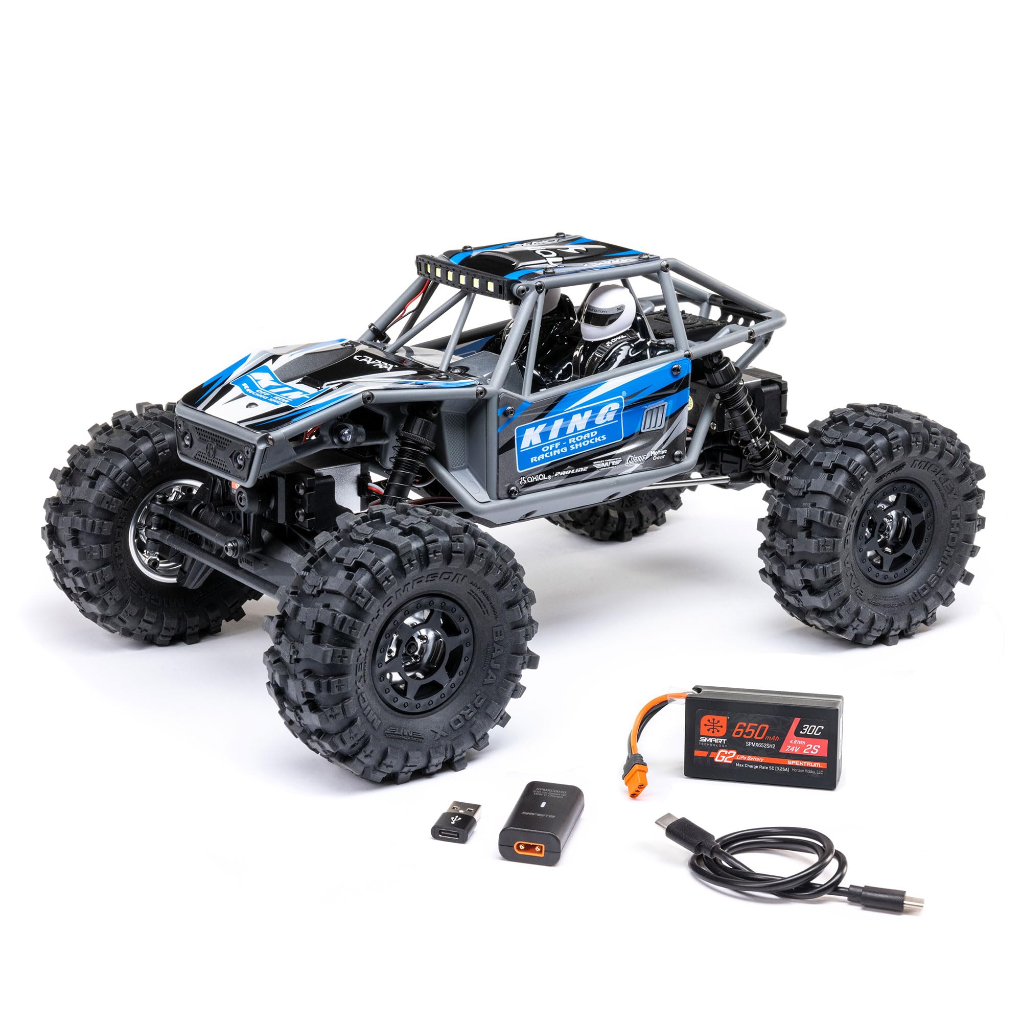 Axial RC Truck 4WS UTB18 Capra 1/18th 4x4 RTR (Comes with Everything Needed to Run), Blue, AXI-1750T1