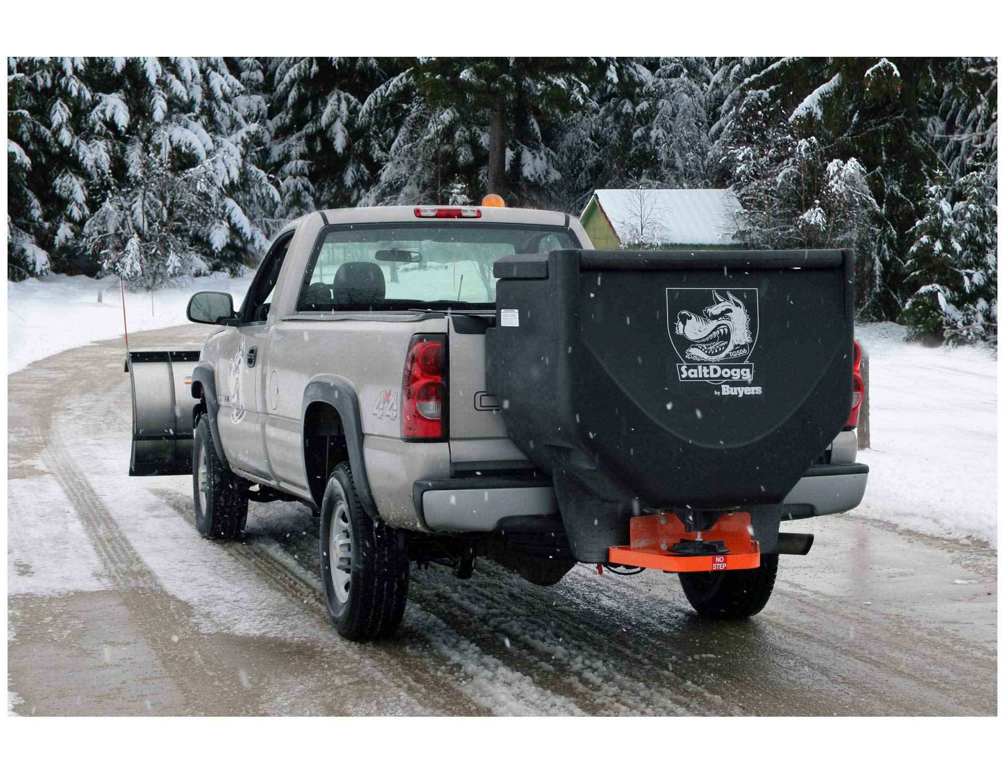 SaltDogg Buyers Products TGS06 Tailgate Salt Spreader, Made In The USA, 10 cu ft/750lb Capacity, Adjustable Flowgate Design W/Gravity Feed, Salt Spreader for Commercial Use