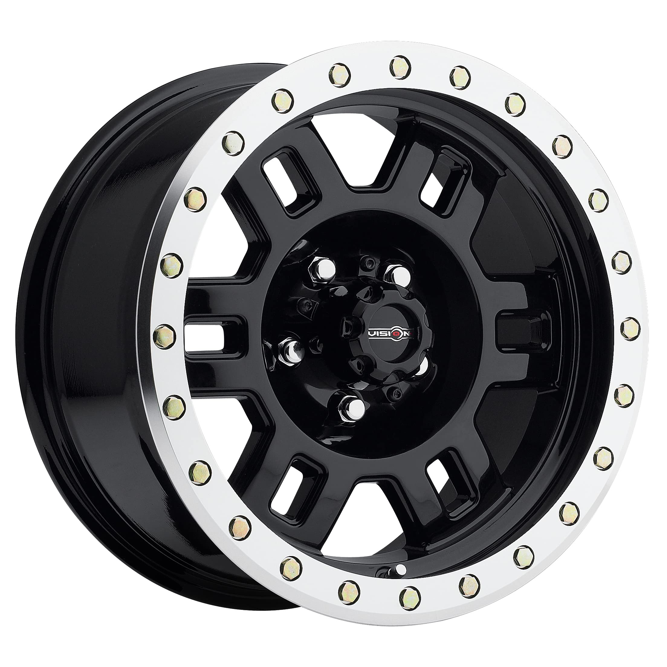 Vision 398 17x8.5 Manx Beadlock Matte Black Machined Lip Wheel 5x5.5 (-15mm)