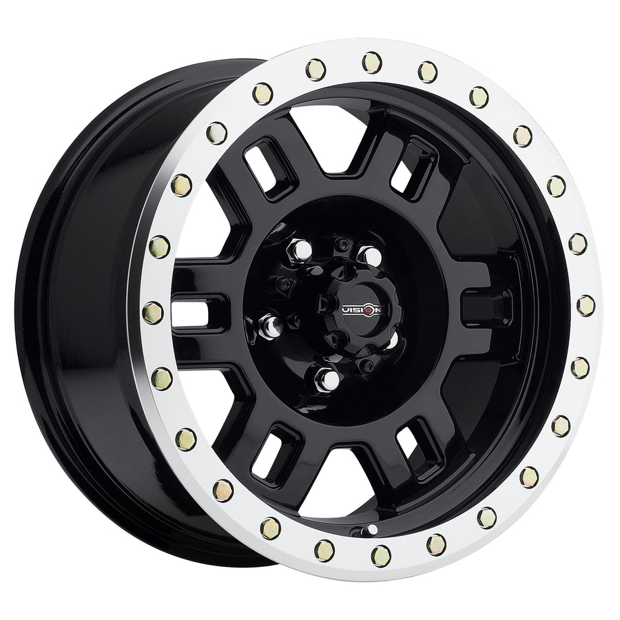 Vision 398 17x8.5 Manx Beadlock Matte Black Machined Lip Wheel 5x5.5 (-15mm)