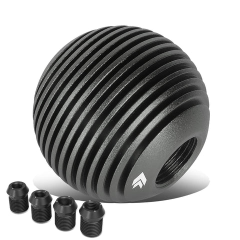 Universal Aluminum Shift Knob NRG Innovations SK-703GM with Thread Adapters, Heat Sink Style Round Ball Shape, Gun Metal