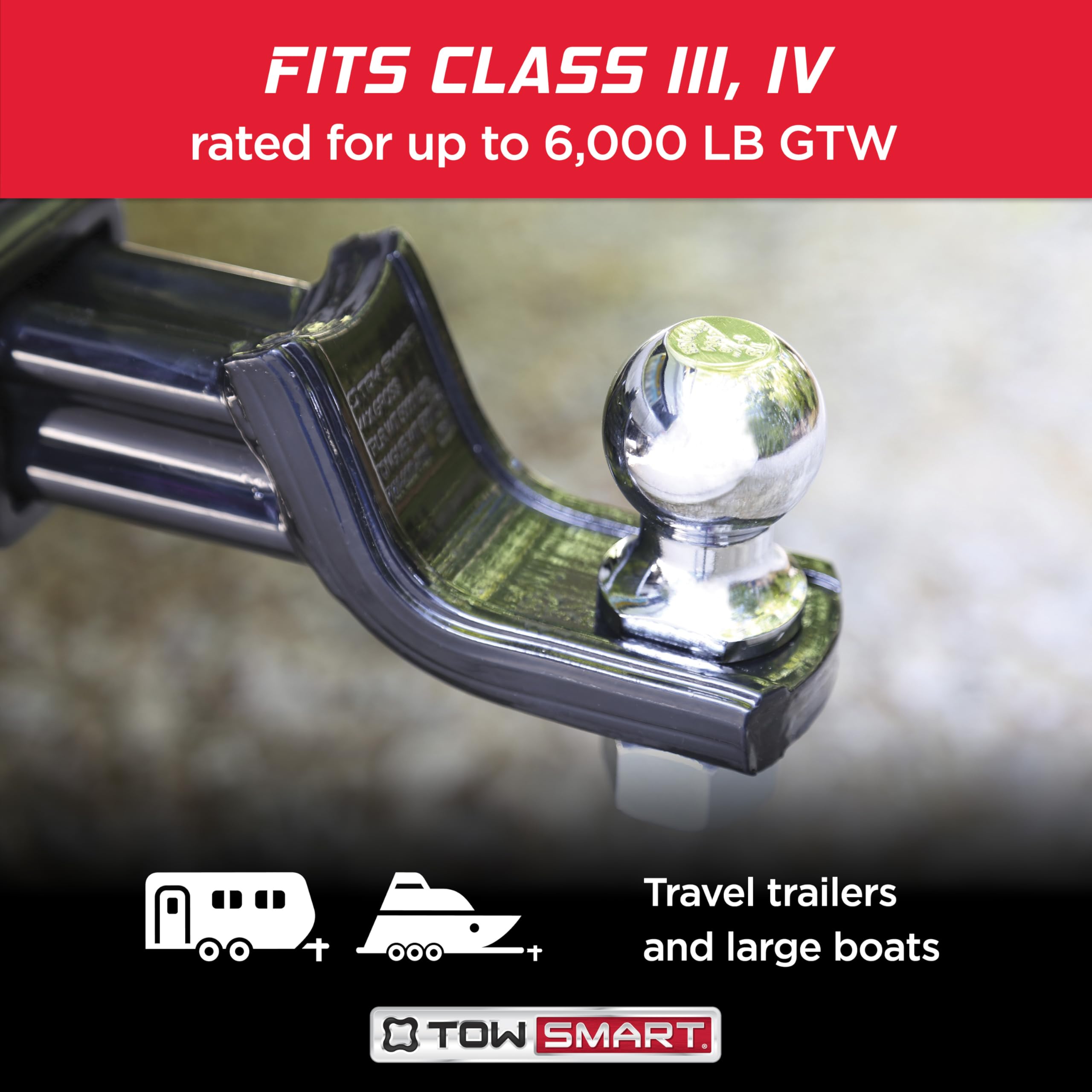 Class IV TOWSMART Chrome Trailer Hitch Ball, 6,000 lb., 2-5/16 in. Ball Diameter, 1 in. x 3 in. Shank