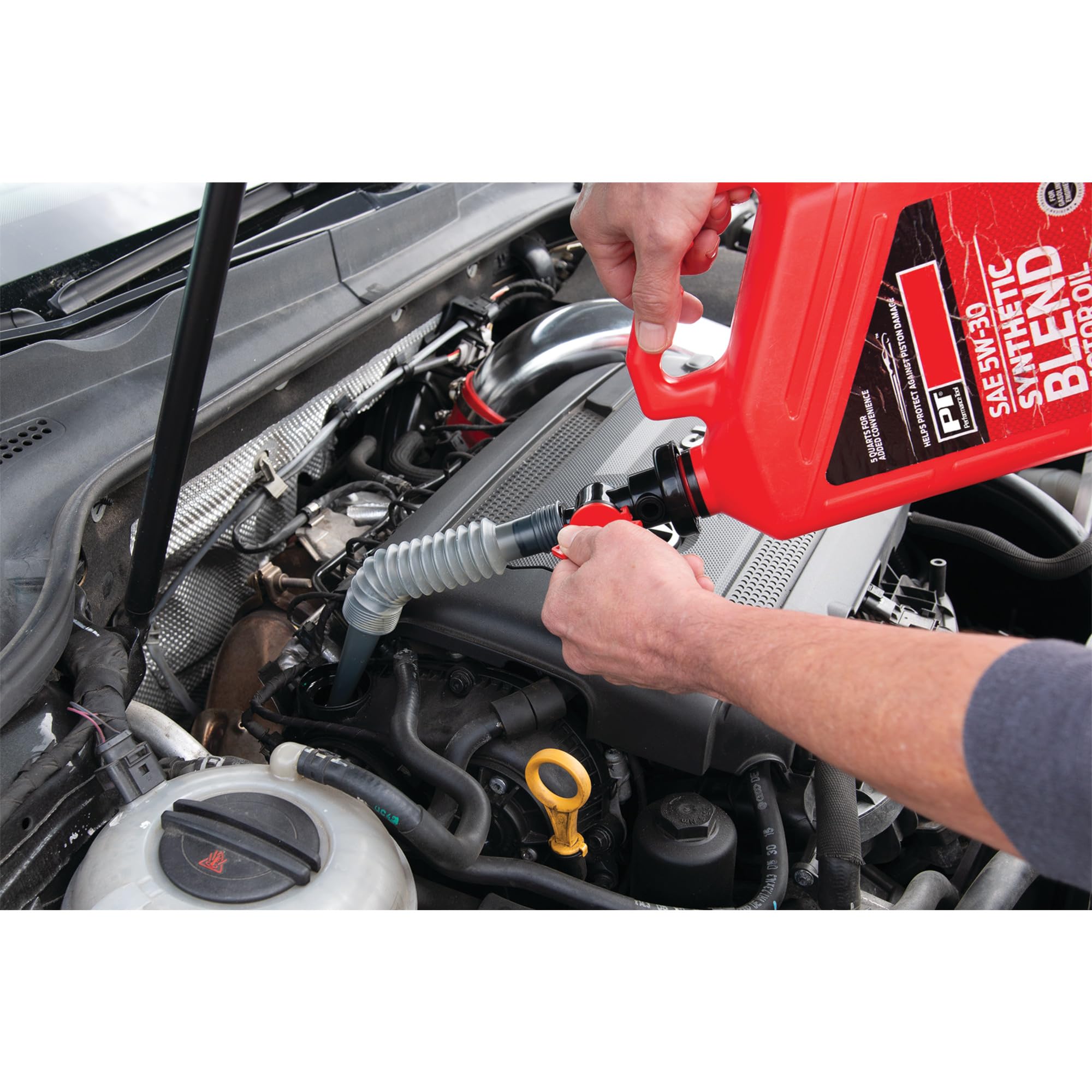 3-in-1 Flexible Spout Funnel Performance Tool W4065 - Rotary Switch, Bleed-Off Valve, Accordion-Style Spout, 15 in. Length, Black/Red