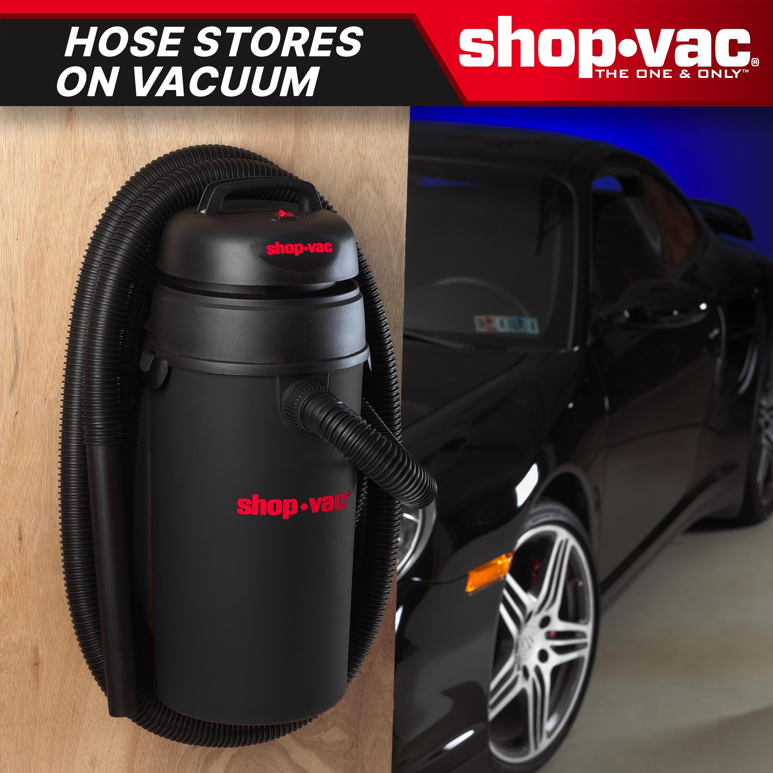 5 Gallon Shop-Vac 9522205 5.5 Peak HP Hangup Wet/Dry Vacuum, 1.25 Inch Diameter x 18 Foot Hose, 6 Foot Cord, Wall Mount Included, Ideal for Garage, Workshop & Home