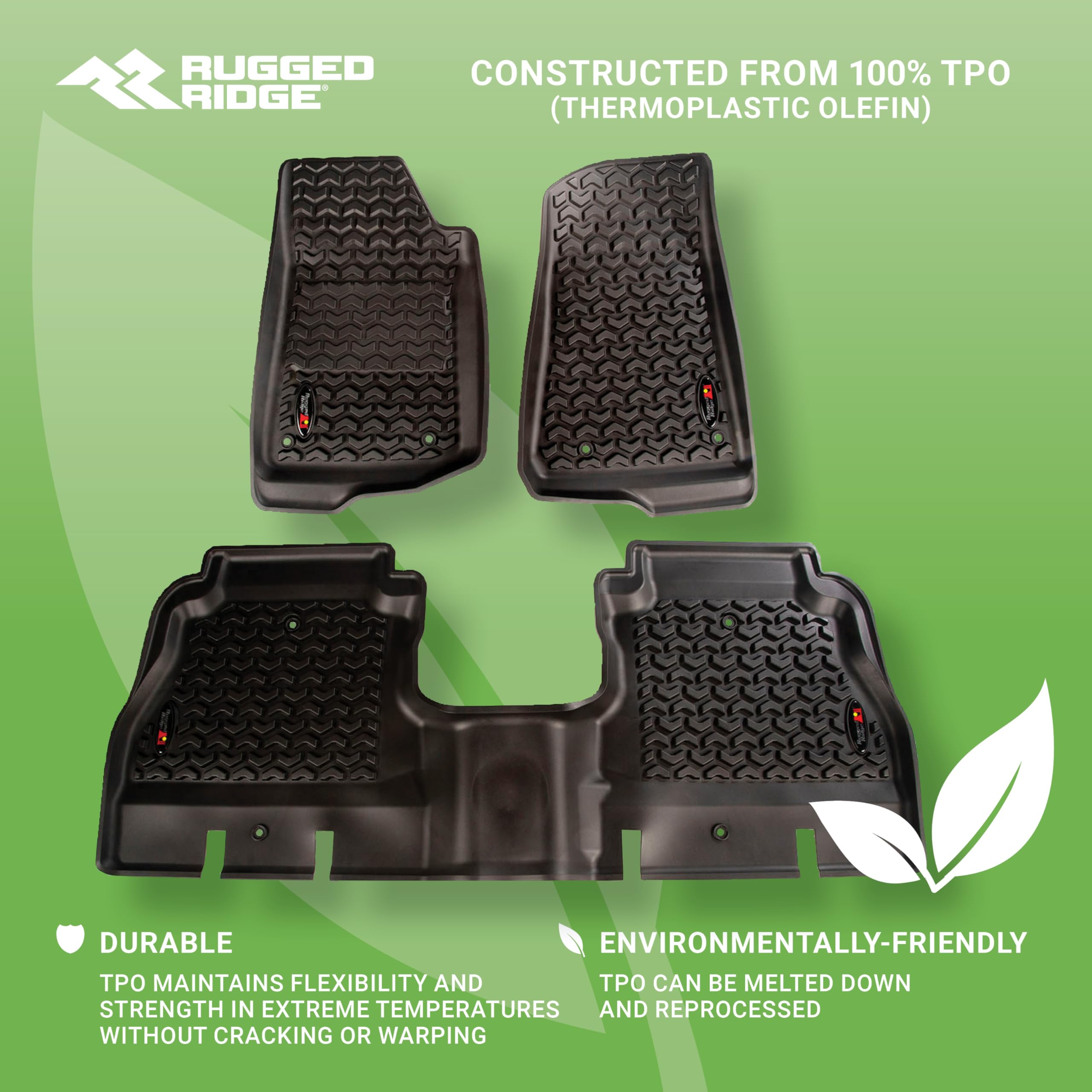 Floor Liner Set Rugged Ridge for Jeep Wrangler JL | Front & Rear, 4-Piece Set, Black | 12987.43 | Fits 2018-2025 Jeep Wrangler JL 2-Door