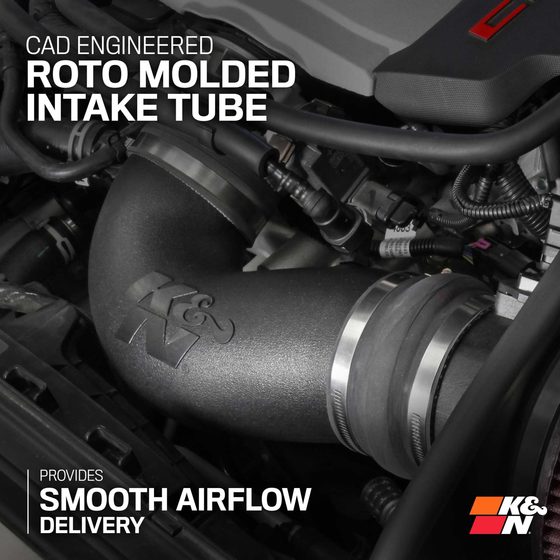Cold Air Intake System K&N: High-Flow Air Filter, Increase Performance & Acceleration: Compatible with 2016-2024 CHEVROLET: Camaro SS, 63-3092