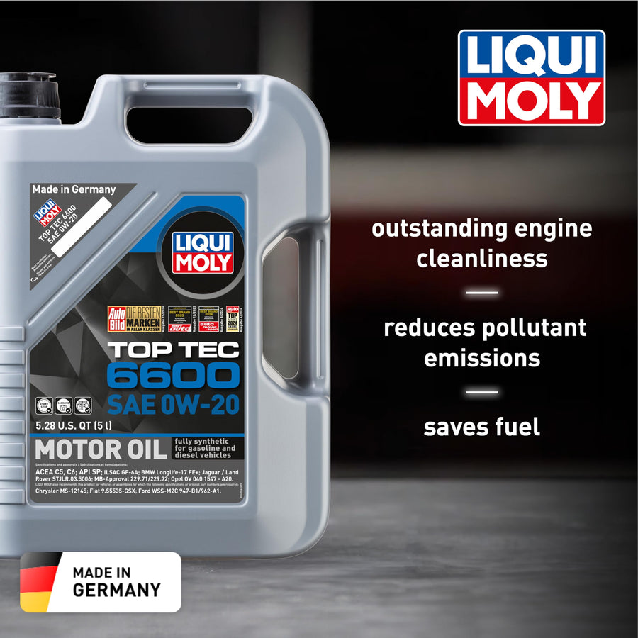 Liqui Moly SAE 0W-20 Top Tec 6600 | Fully synthetic engine oil | 5 Liter | SKU: 22046